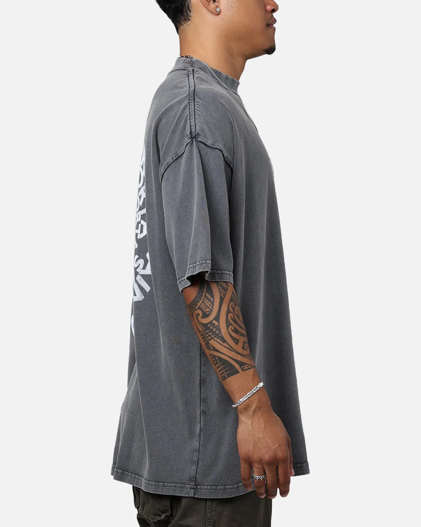 Saint Morta Vortex Mock T-Shirt Washed Charcoal TaglessCollar