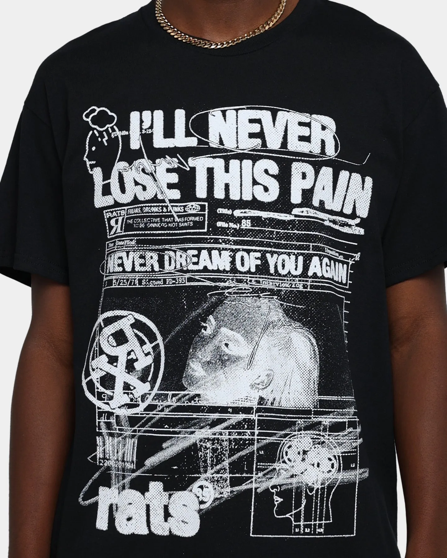 Classic Chic Rats Get Fat Rats Pain T-Shirt Black