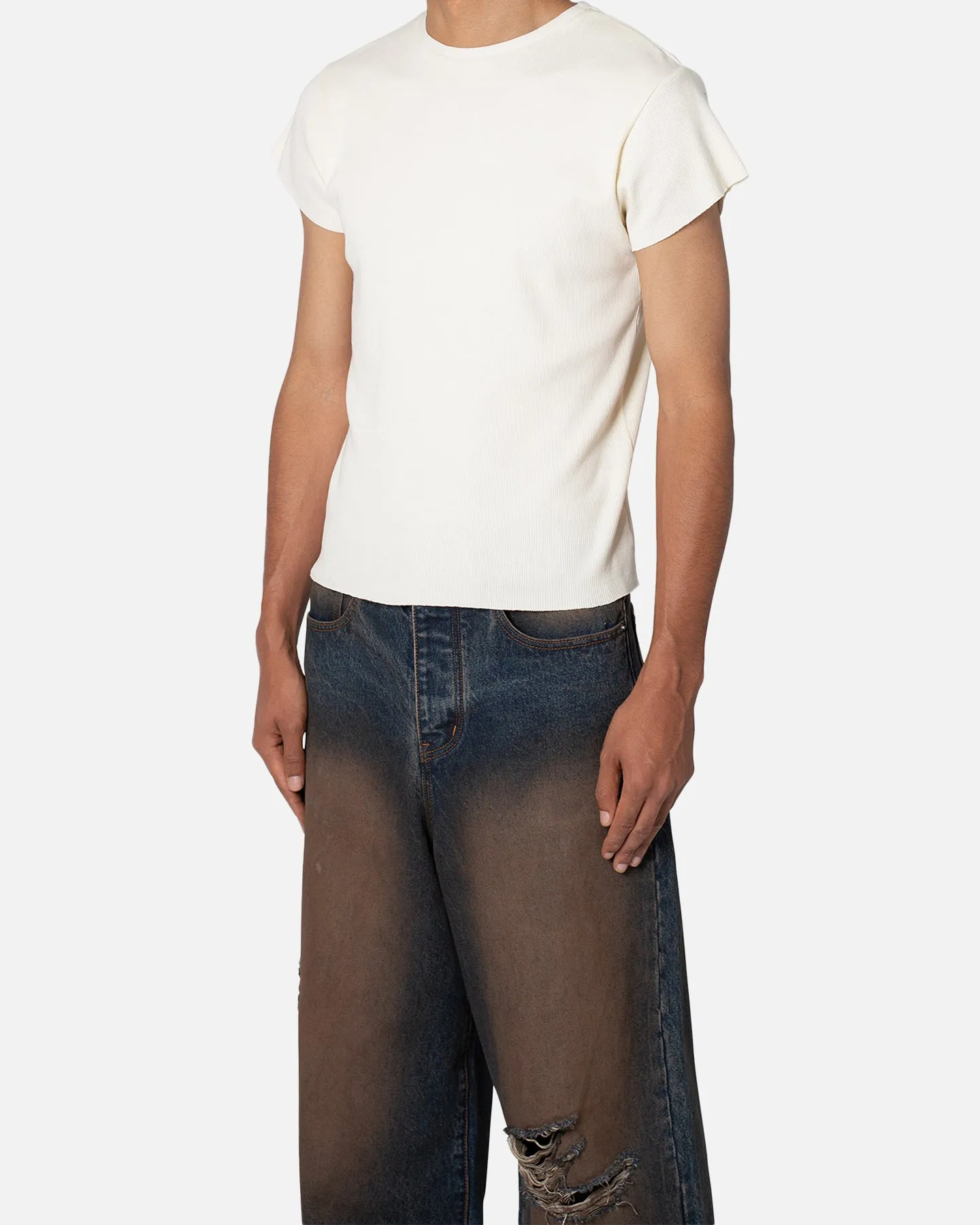 Lightweight Construction MNML Fitted Rib T-Shirt White