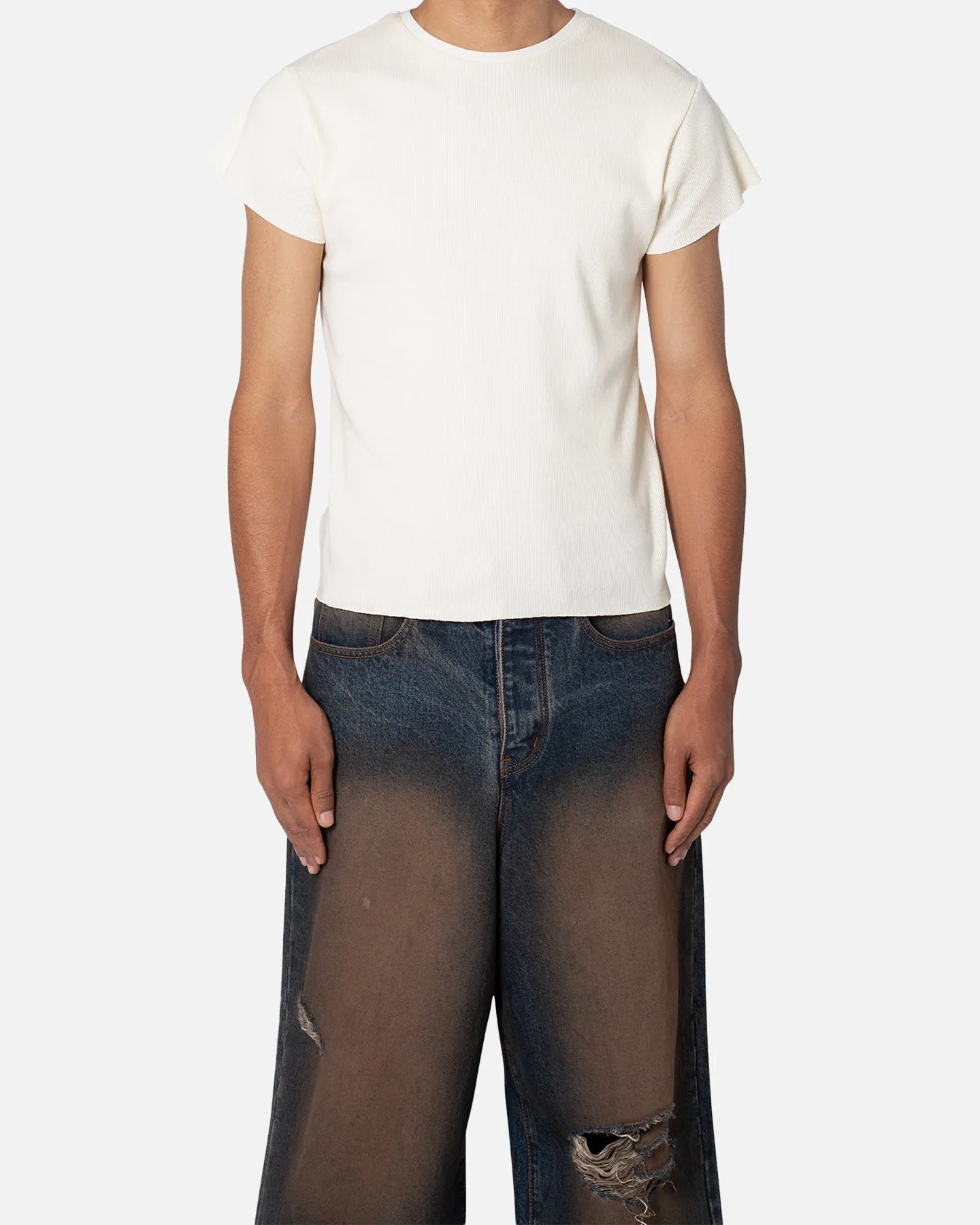MNML Fitted Rib T-Shirt White graduation Casual Appeal