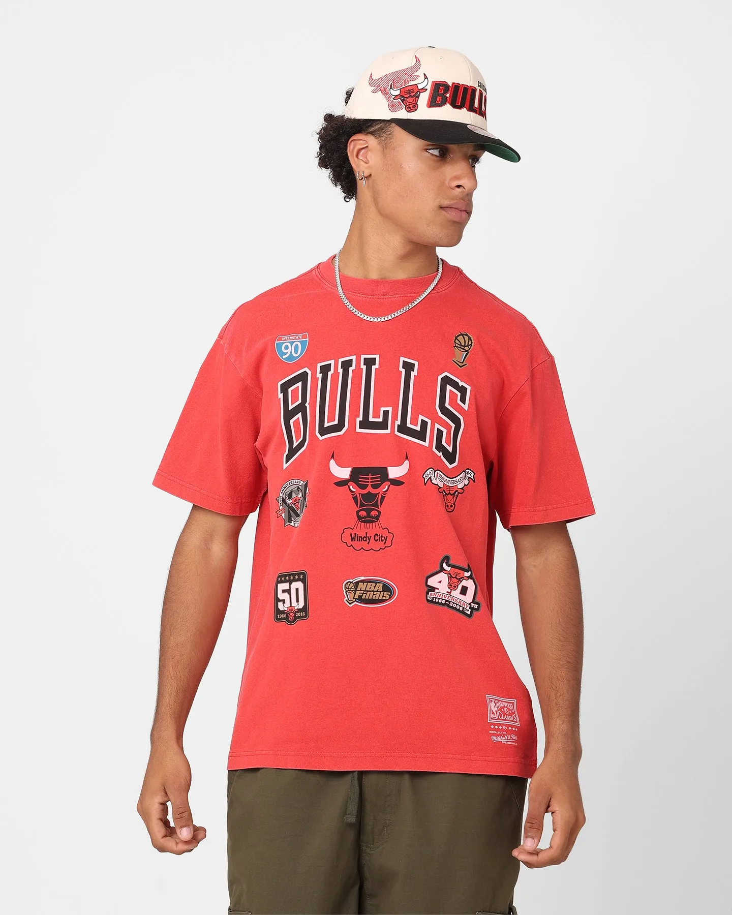 Mitchell & Ness Chicago Bulls Highway Logo T-Shirt Bulls Red Basic Wear Office Casual