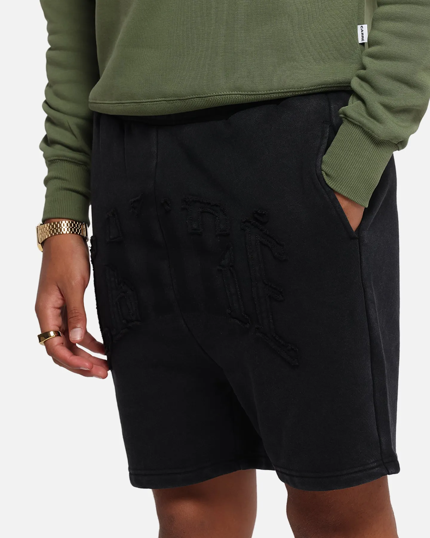 Carre Con-Star Sweat Shorts Black Wrinkle Free Fabric