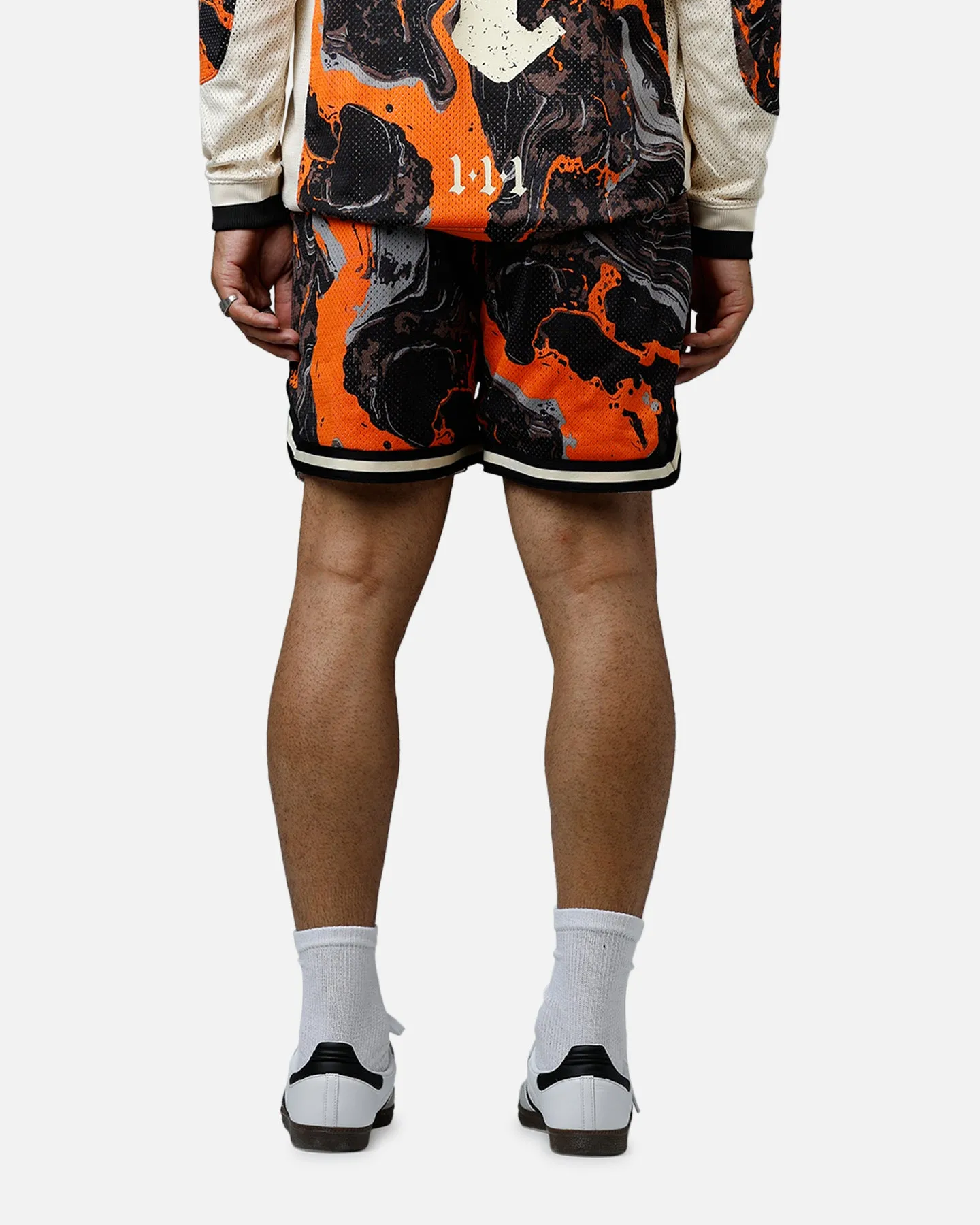 Puma Lafranc?? Heem All Over Print Shorts Orange belt Multi Panel Construction