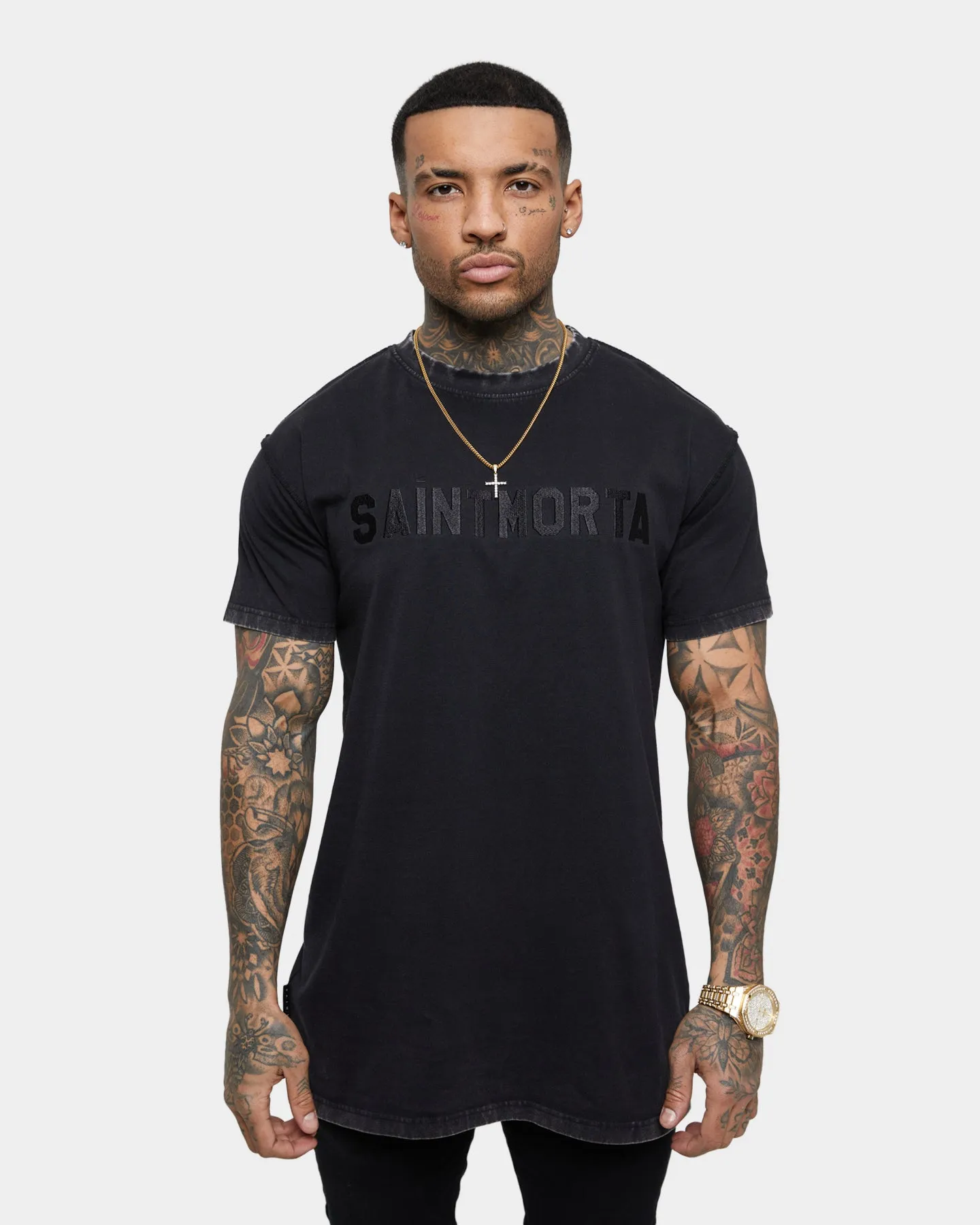 Saint Morta Yearbook Lafayette T-Shirt Vintage Black Durable Knit Structure