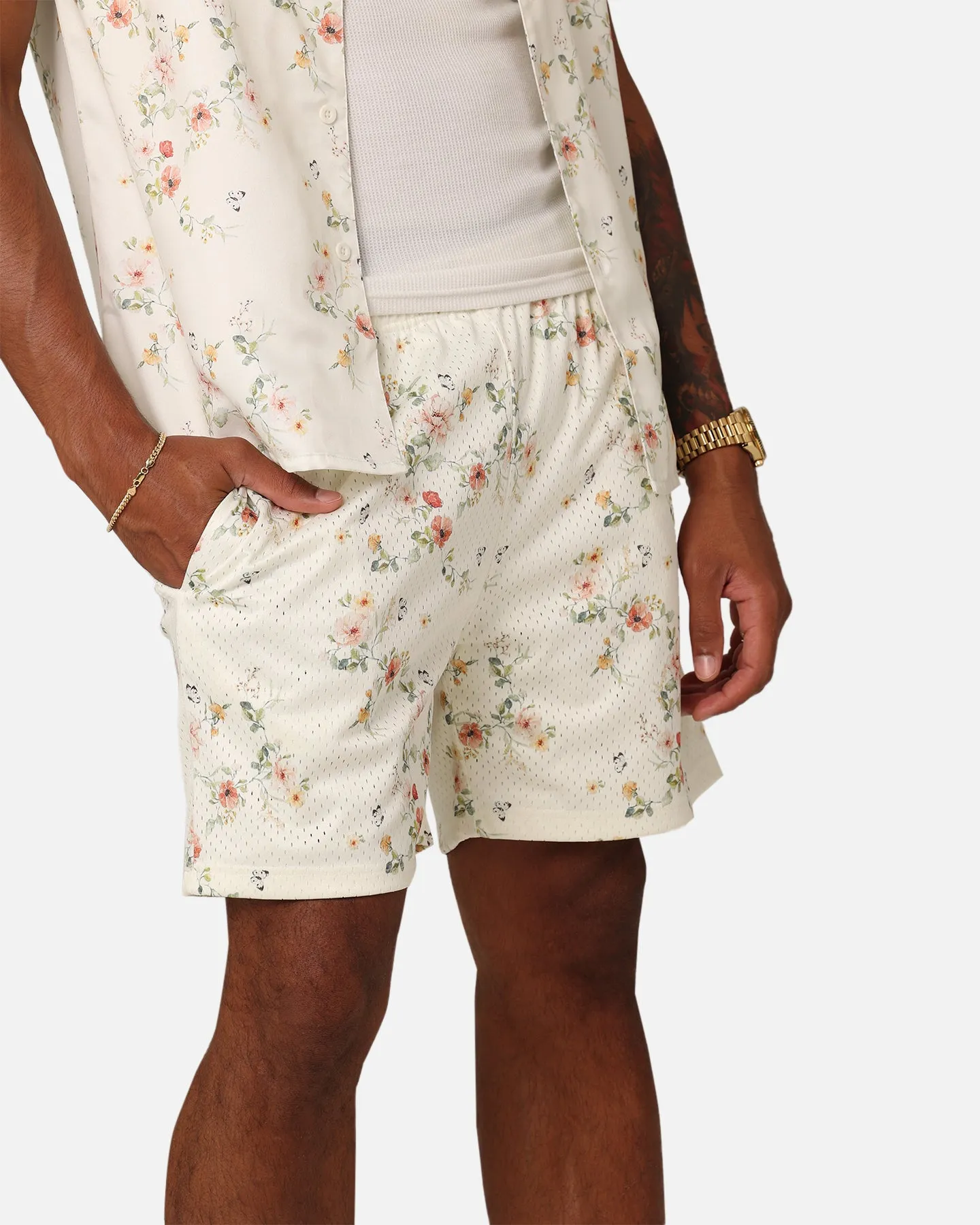 XXIII Anthony Mesh Shorts Cream/Red/White Sleepwear Core Fit