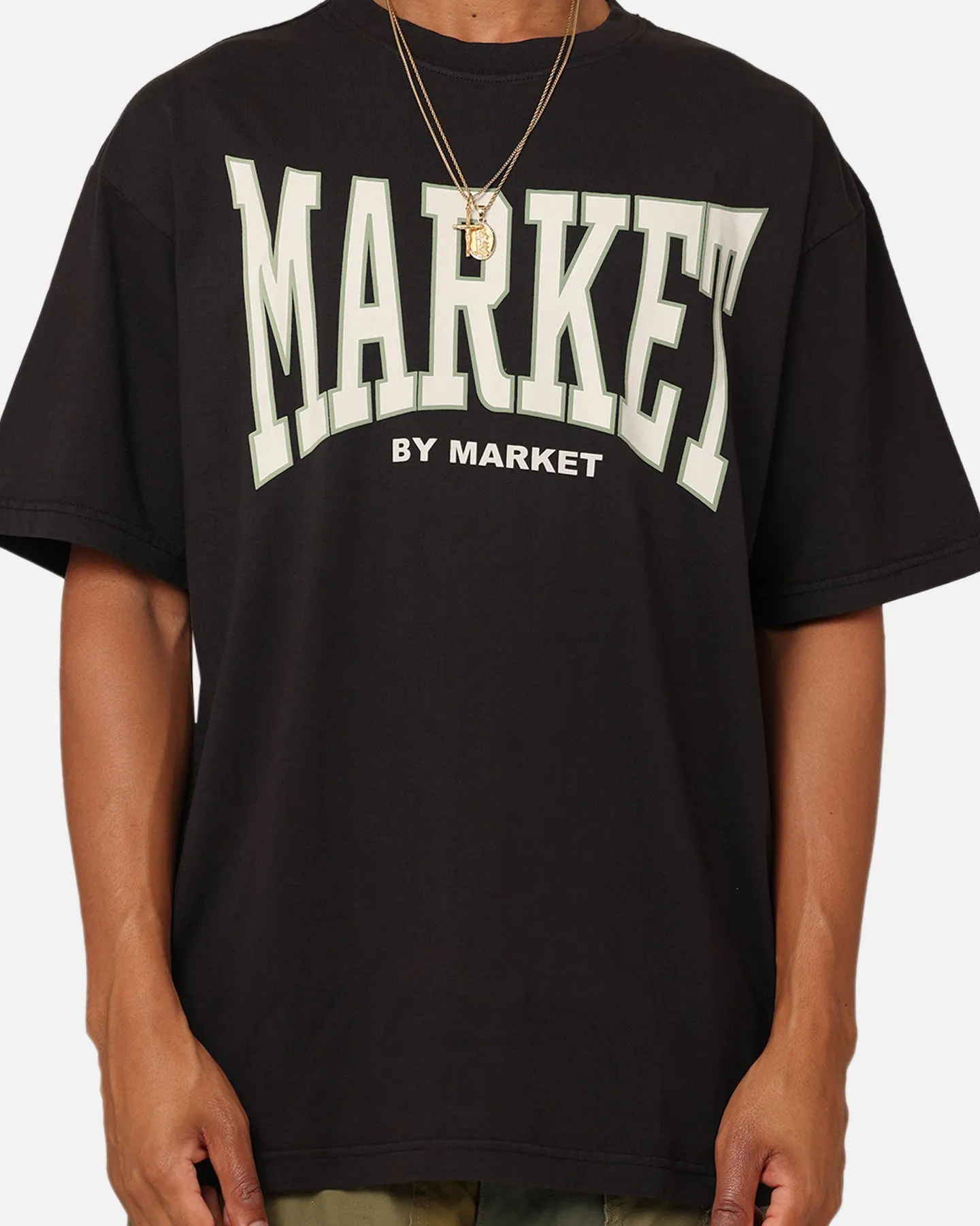 Market Persistent Logo T-Shirt Washed Black Fuzz Free Surface Ruffled edges