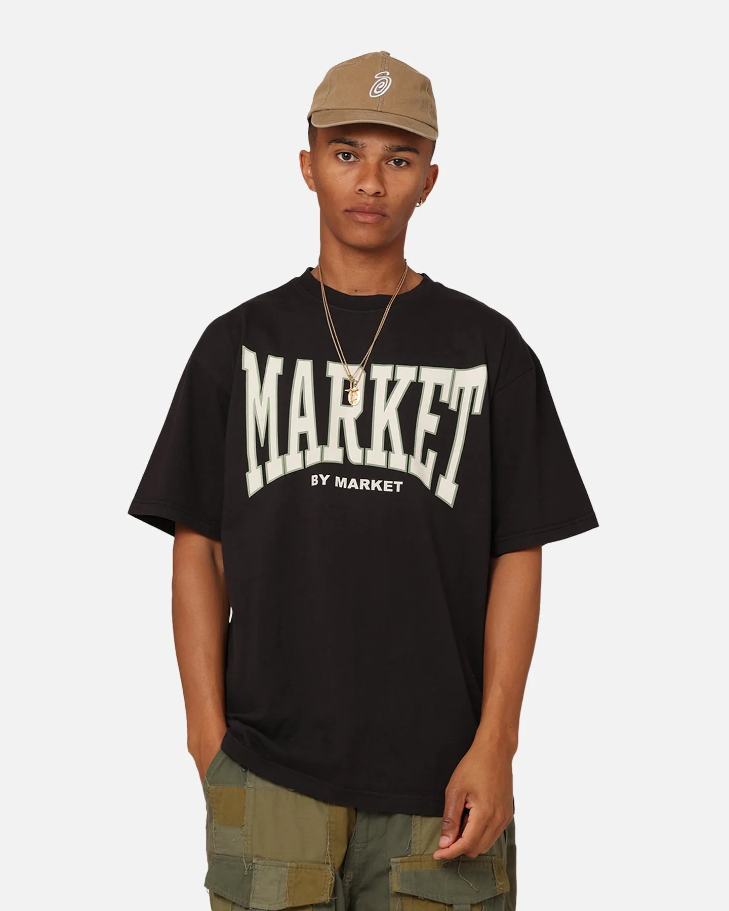 Fashion Essential Low Environmental Impact Market Persistent Logo T-Shirt Washed Black