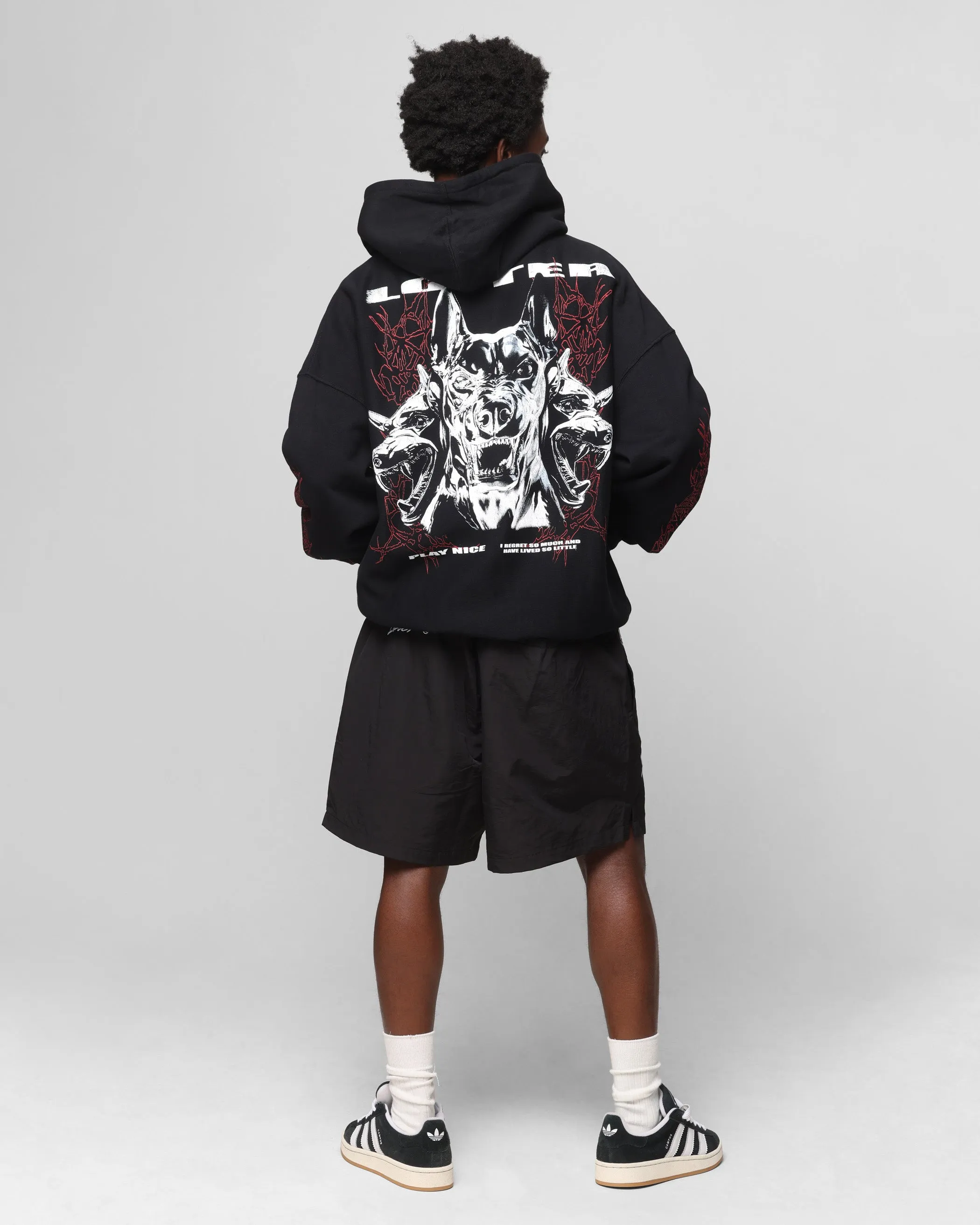 fleece material Loiter Chrome Dogs Vintage Hoodie Black