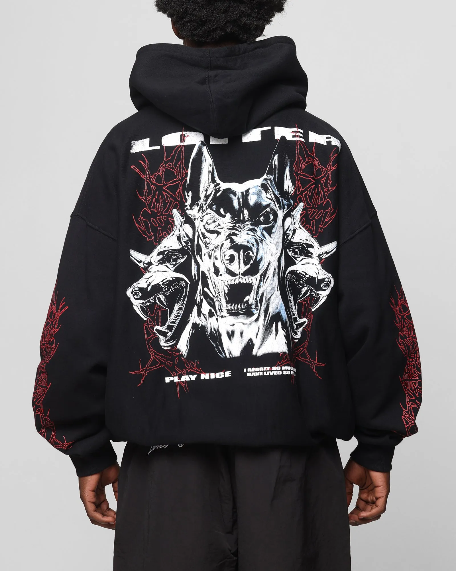Loiter Chrome Dogs Vintage Hoodie Black Date night