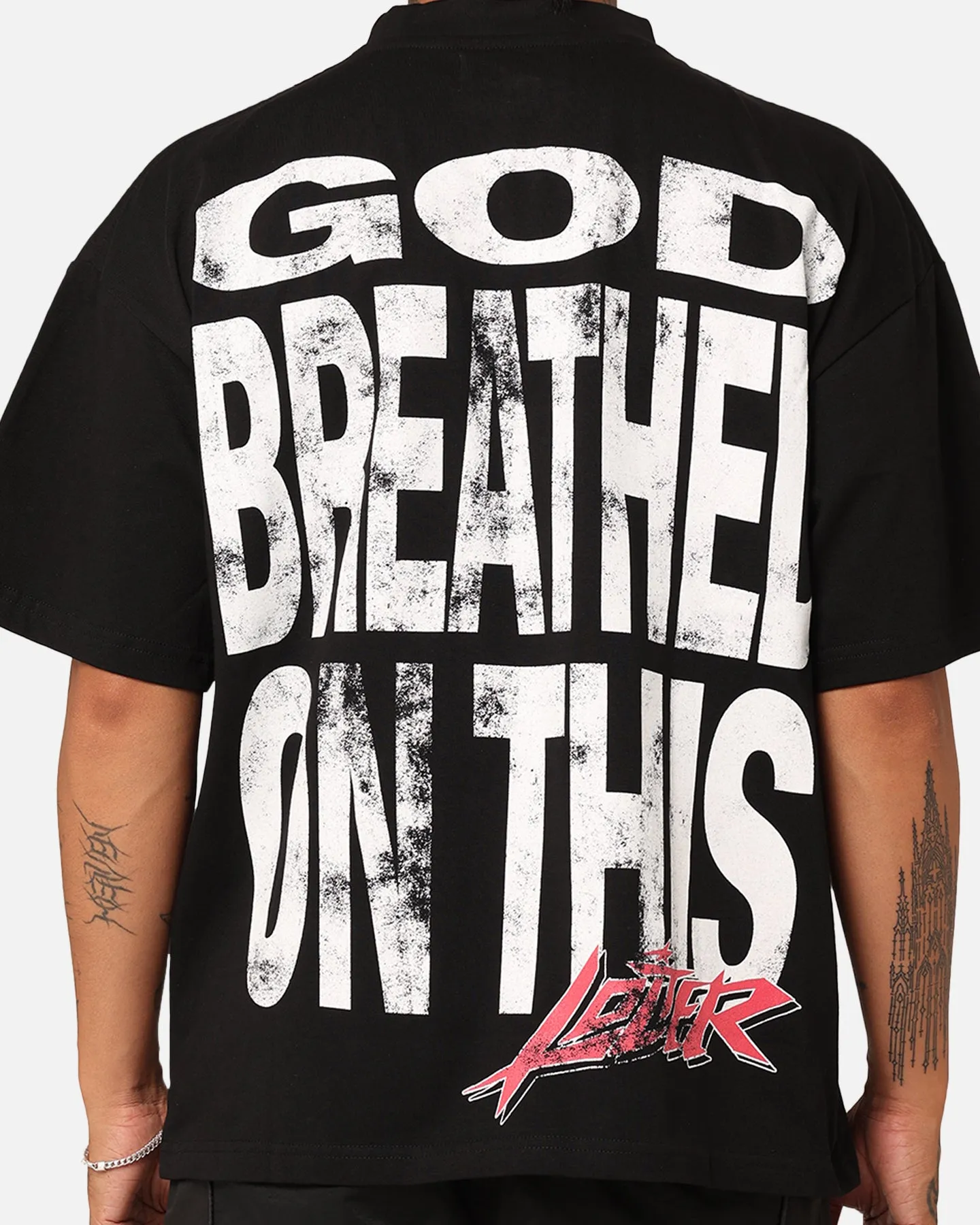 Comfortable Layering Loiter Dove Vintage T-Shirt Black