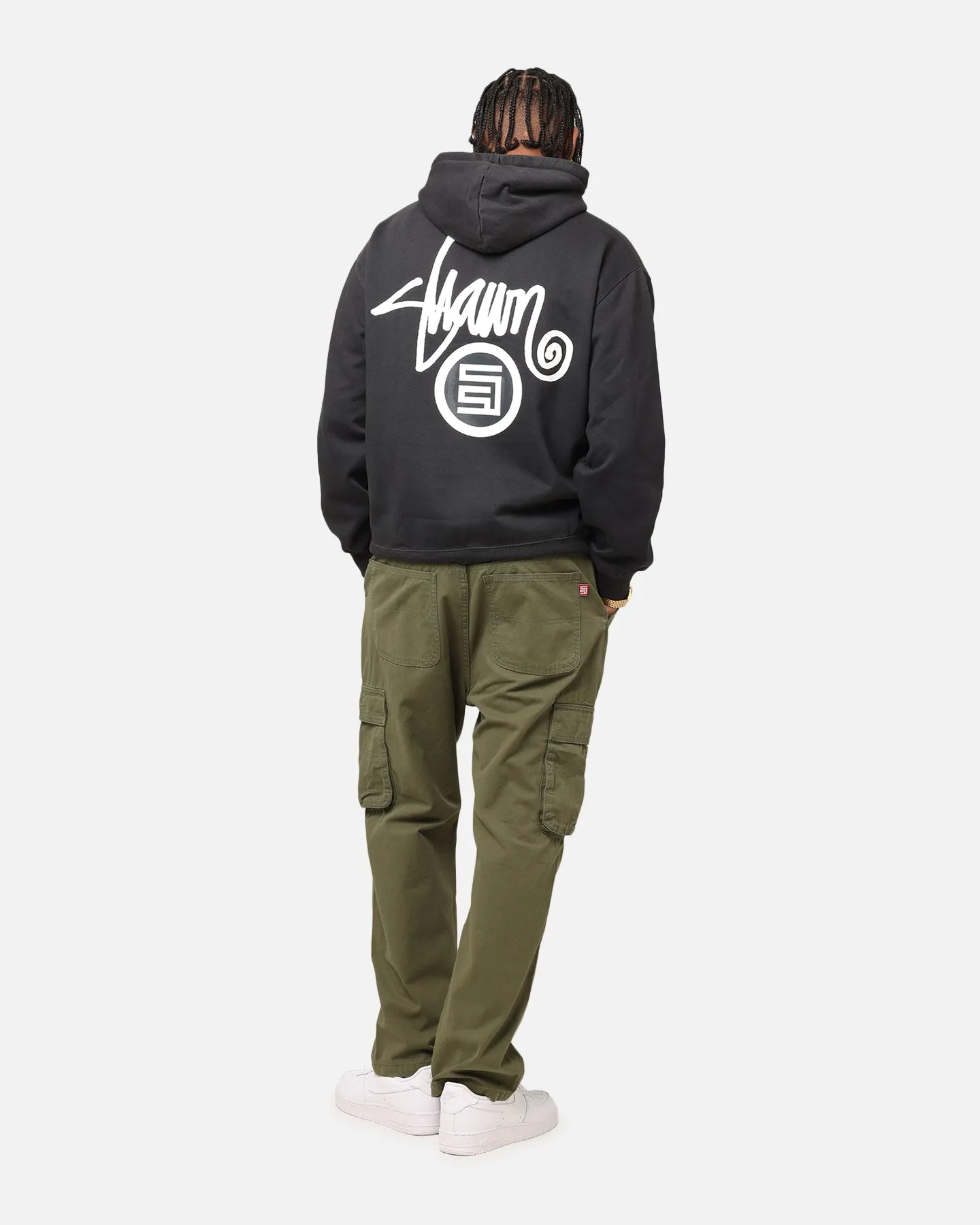 S Double Shawn Dot Hoodie Washed Black quick dry Heavyweight Terry Construction