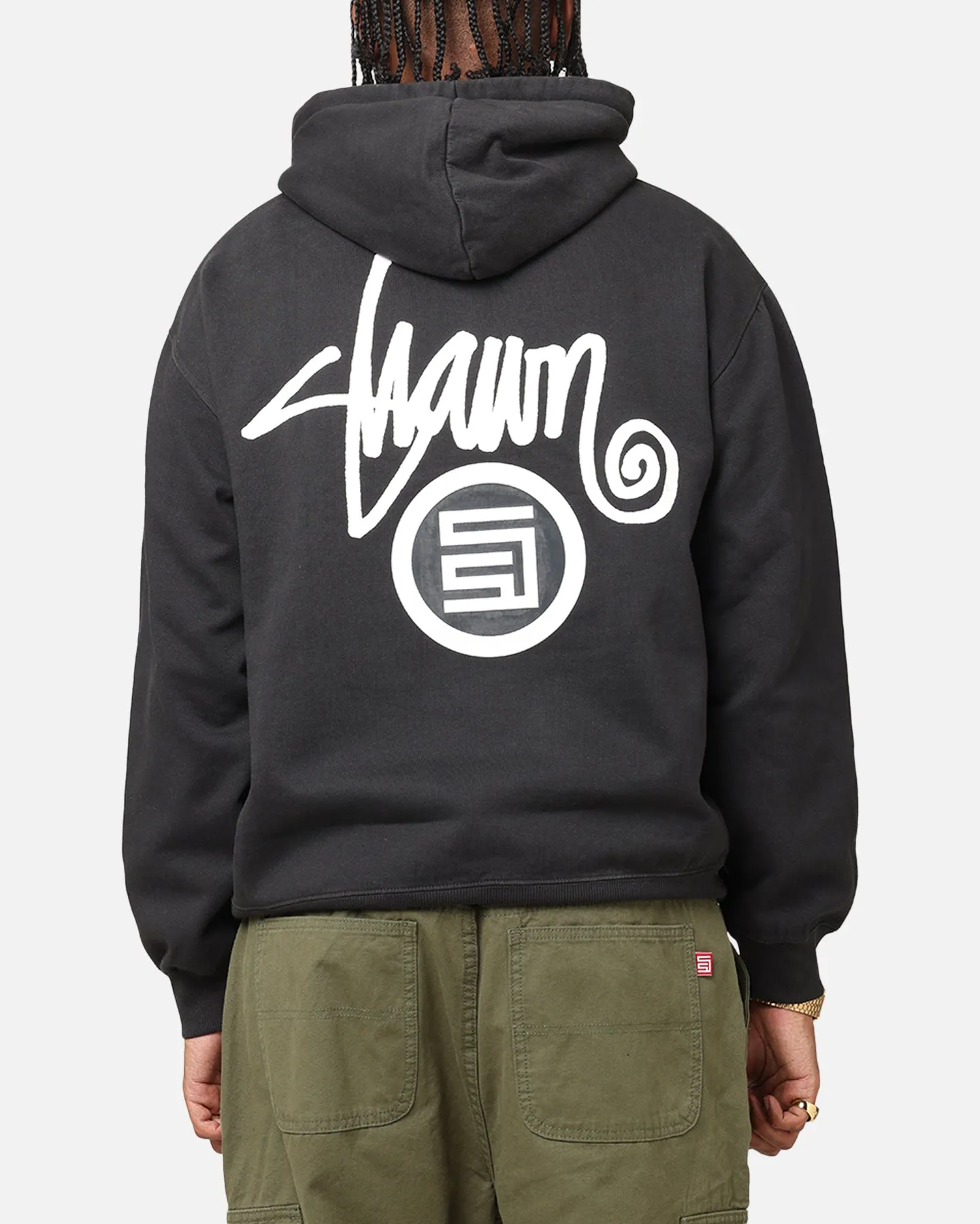 S Double Shawn Dot Hoodie Washed Black Warm Fabric