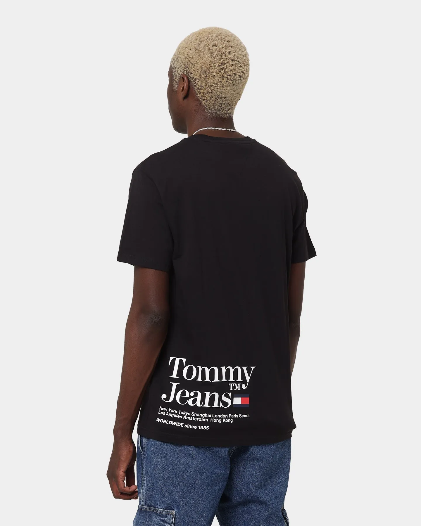 Tommy Jeans TJM Tommy Text T-Shirt Black Non Irritating Collar