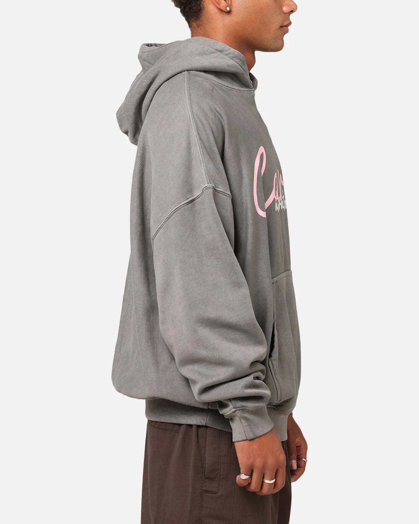 Carre International Script Hoodie Washed Charocal Classic Pullover Design