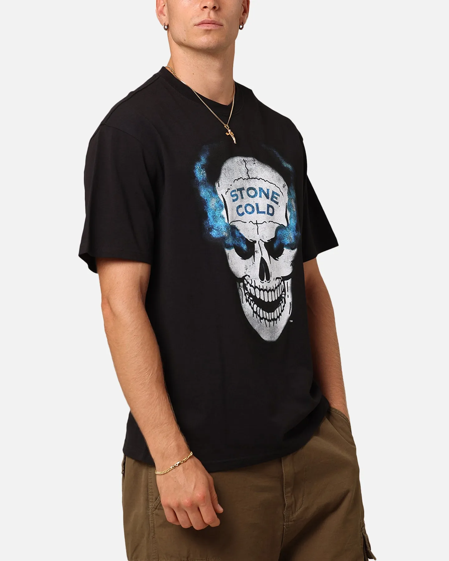 Mitchell & Ness X WWE Stone Cold Steve Austin Skull T-Shirt Overdyed Black Breezy Comfort