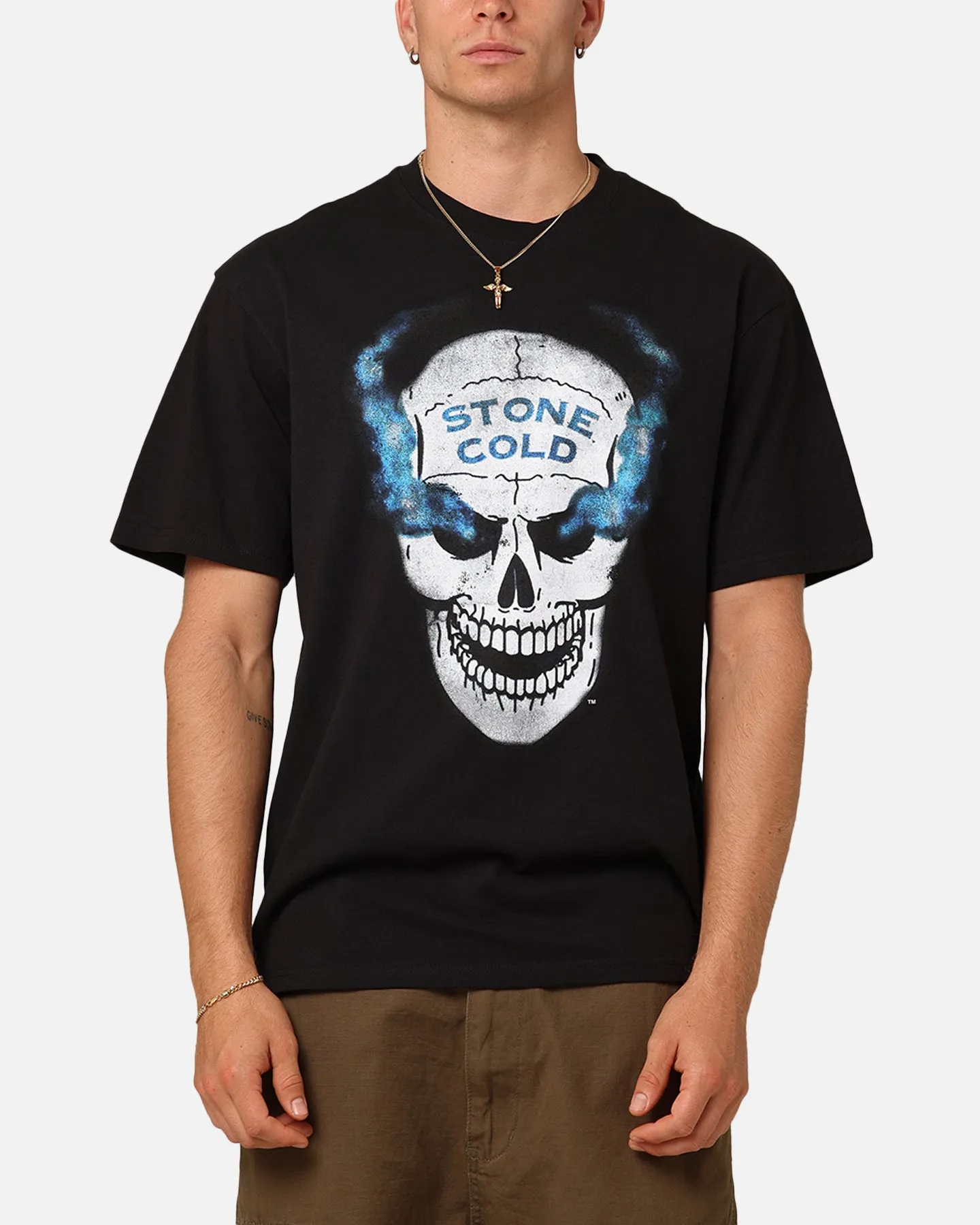 Mitchell & Ness X WWE Stone Cold Steve Austin Skull T-Shirt Overdyed Black Flexible Wear