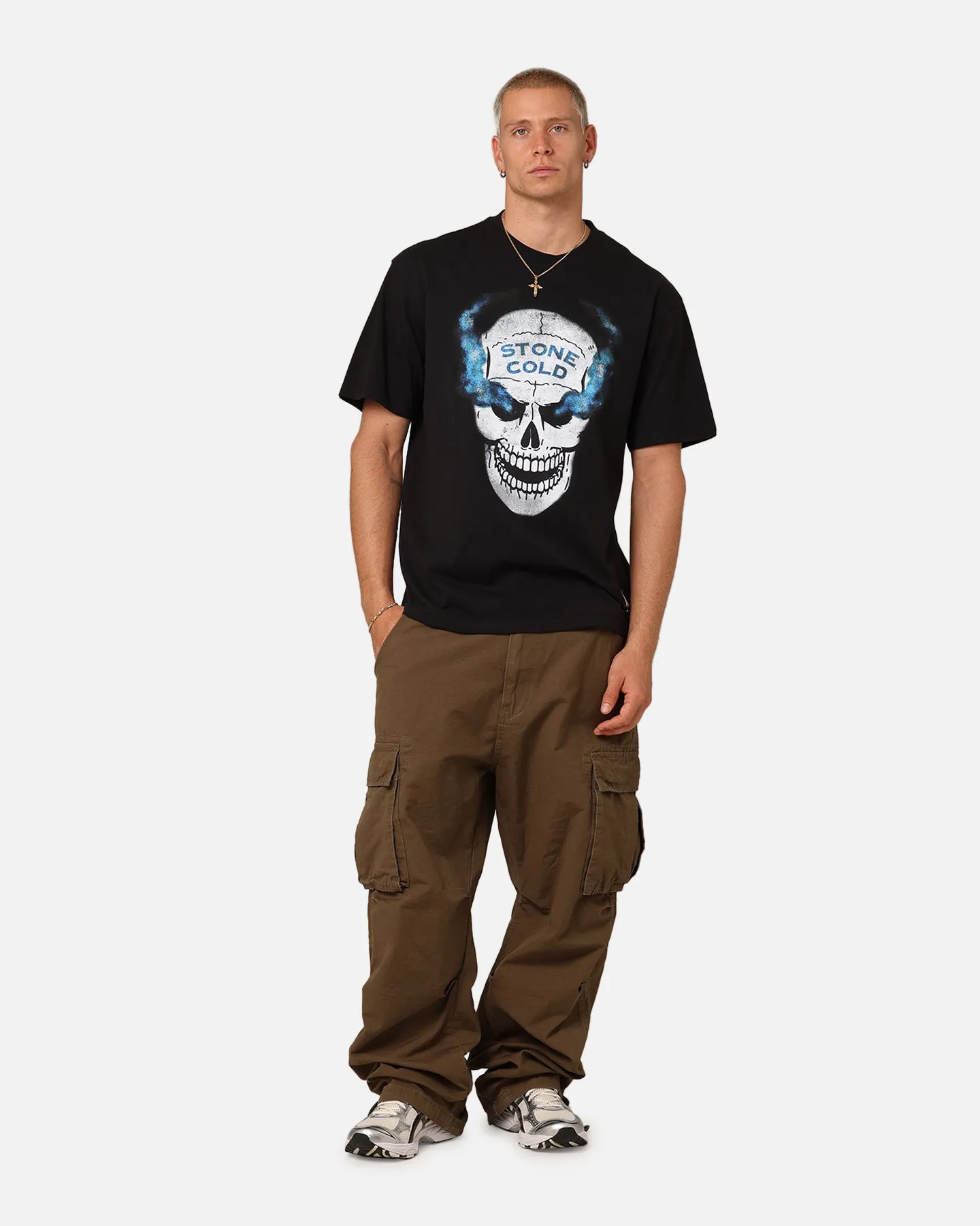 Mitchell & Ness X WWE Stone Cold Steve Austin Skull T-Shirt Overdyed Black Light Fit