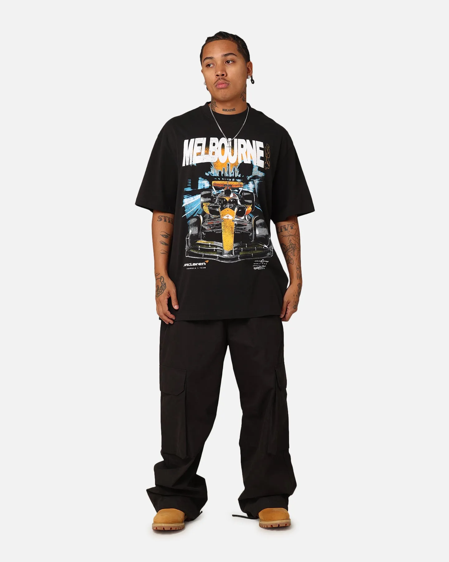 Mitchell & Ness X McLaren Lando Norris #4 Track T-Shirt Faded Black Anti Static Finish Fresh Trend