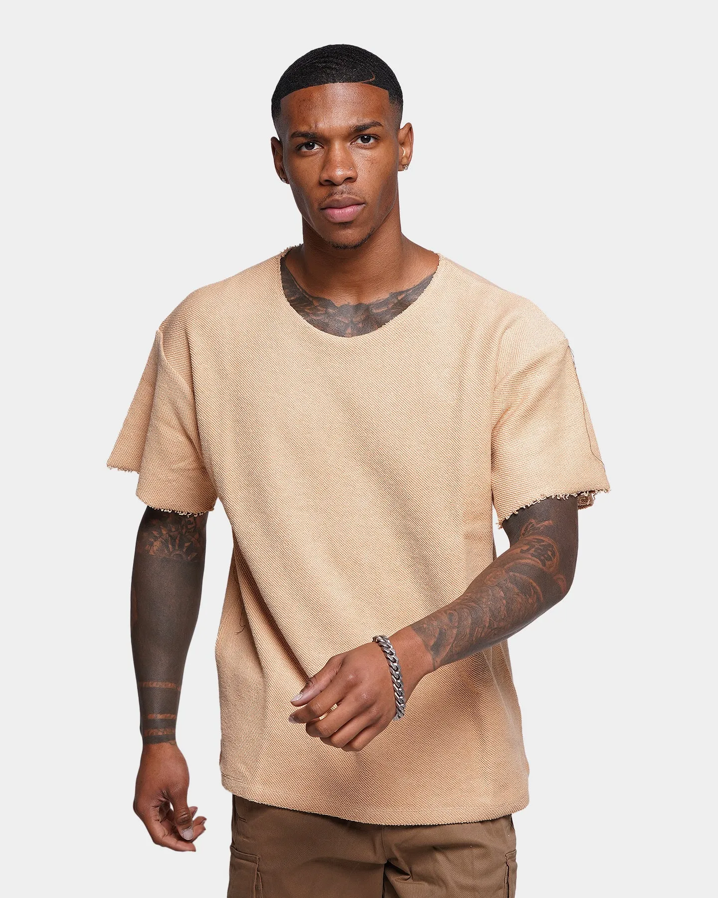 Drop Shoulder Design Unisex versatility XXIII Albion Inside Out T-Shirt Tan