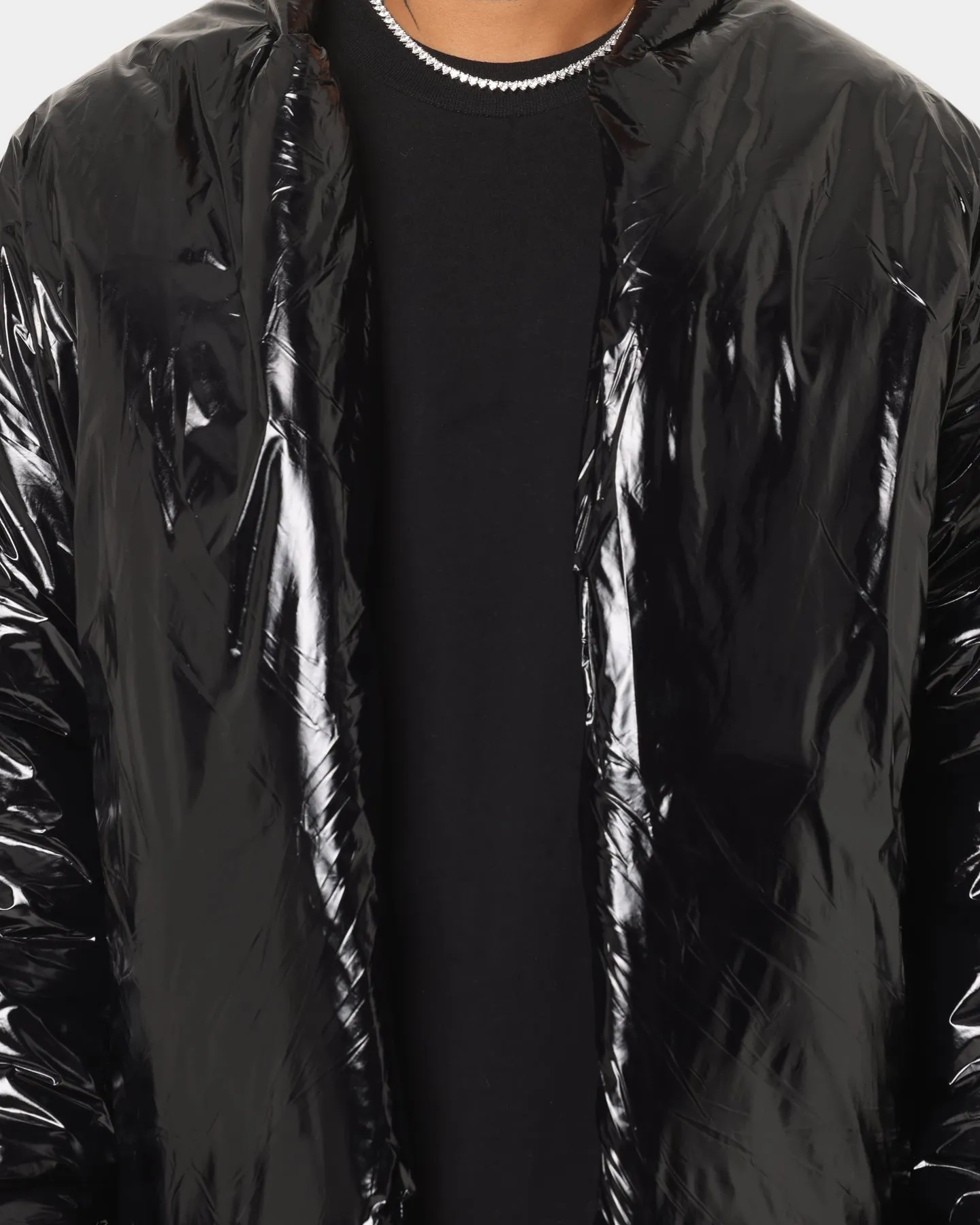 Club Paradise  Paxton Puffer Jacket Black Leather Adjustable Drawstrings
