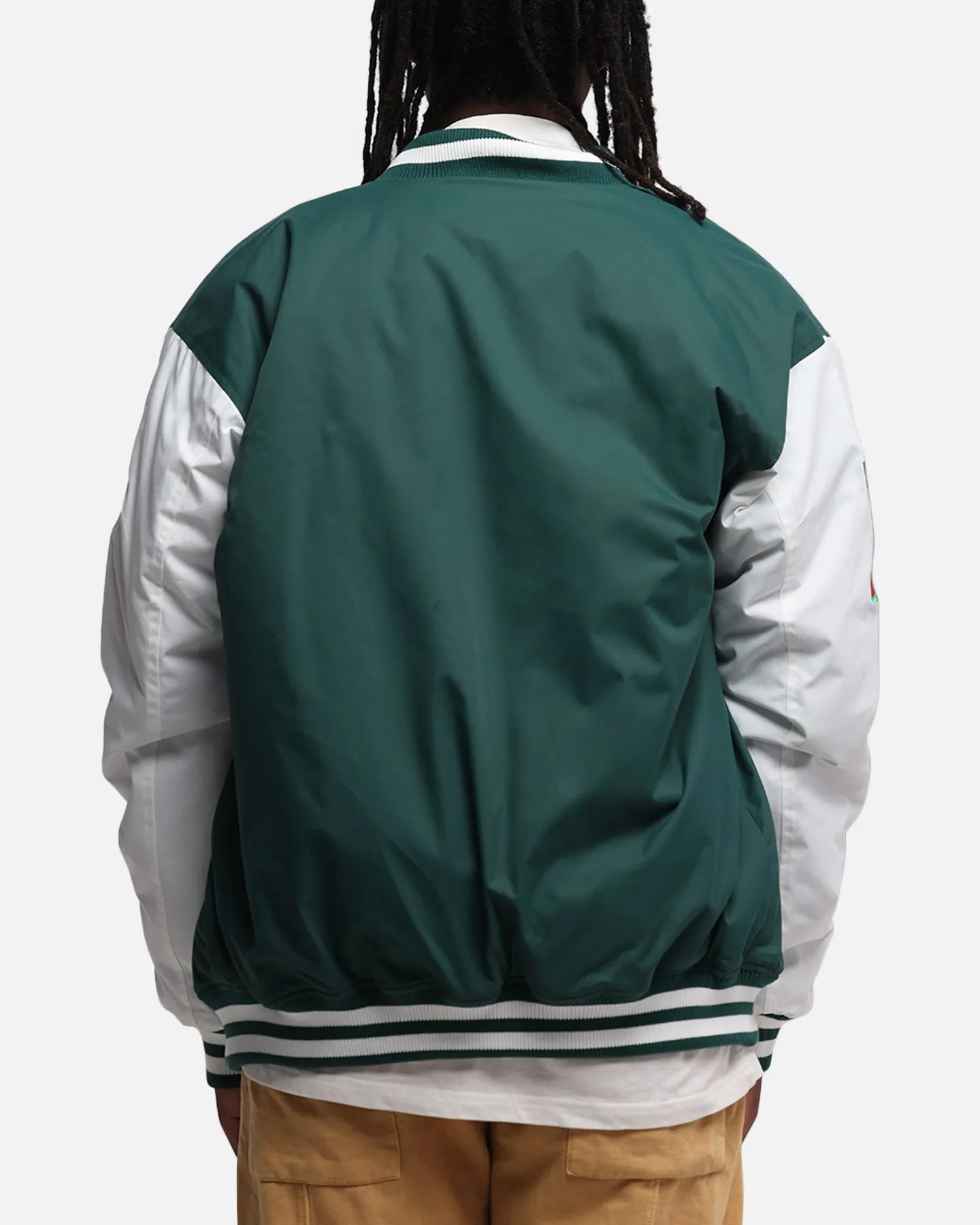 Bleacher Athletic South Sydney Rabbitohs NRL 1908 Baseball Varsity Jacket Official Team Colour Reinforced Stitching High Collar Design