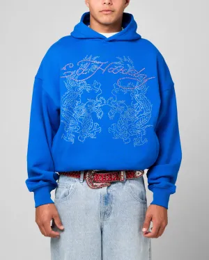 party costume Ed Hardy Rhinestone Dragon Hoodie Blue