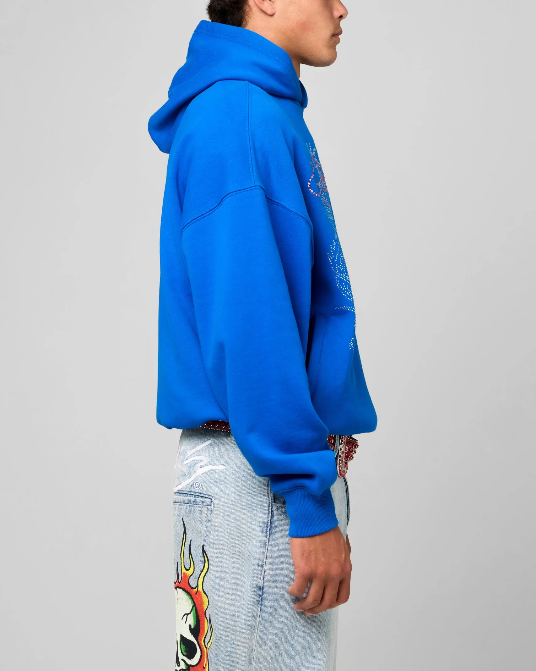 Ed Hardy Rhinestone Dragon Hoodie Blue restaurant dining