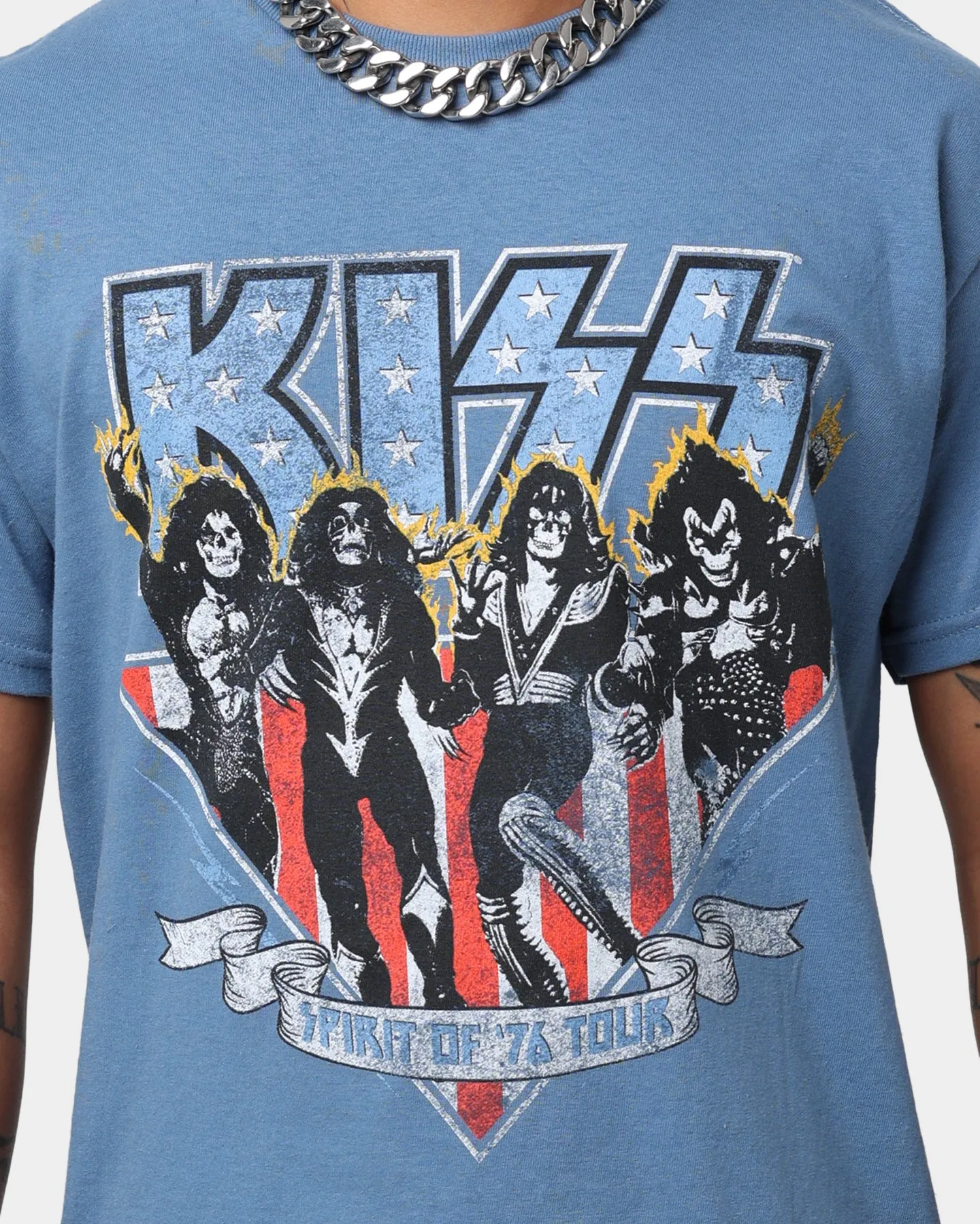 Easy-to-Match KISS Spirit Of '76 Tour T-Shirt Indigo Blue