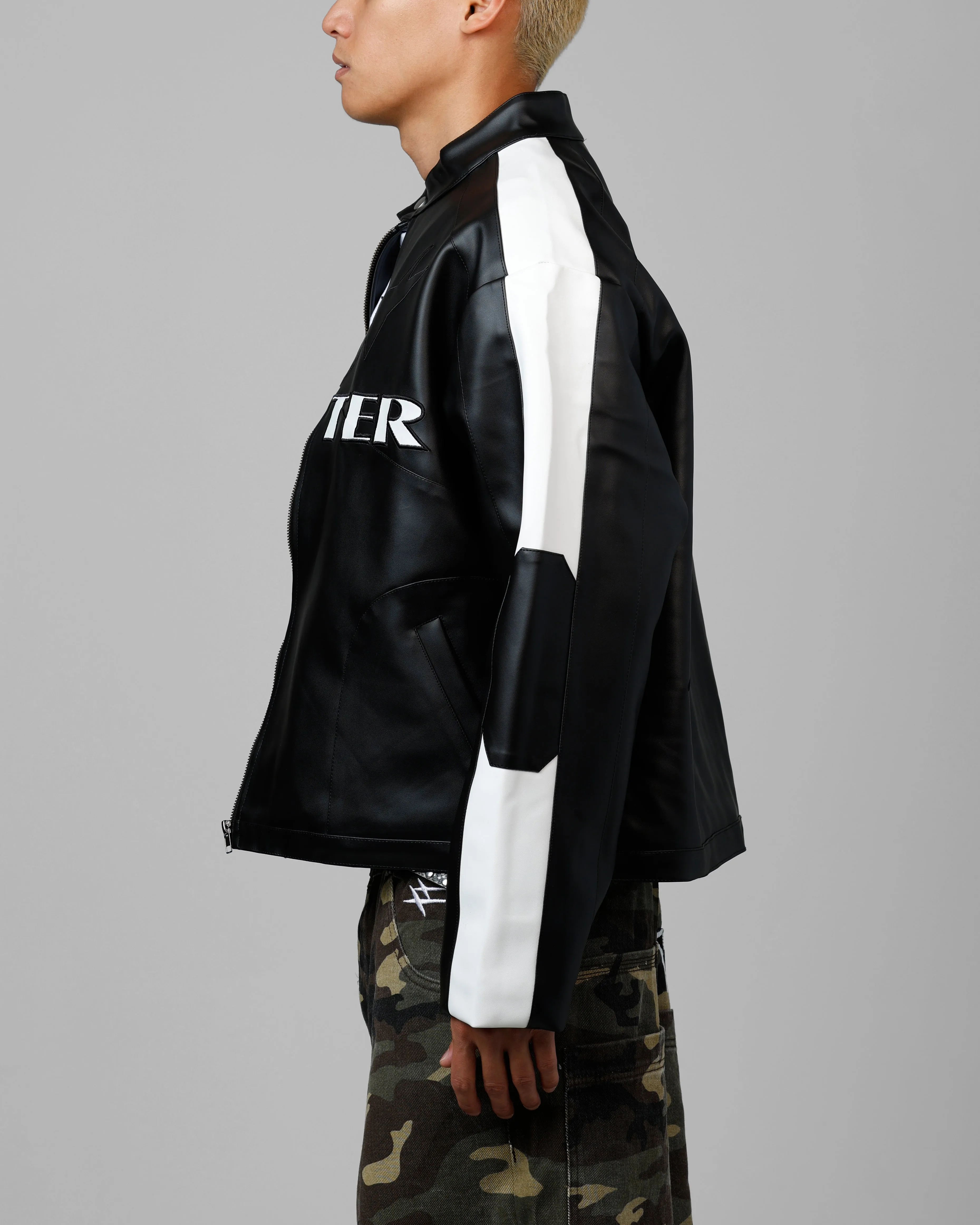 Active Jacket suitable for dance competitions Loiter Engine Vegan Leather Jacket Black