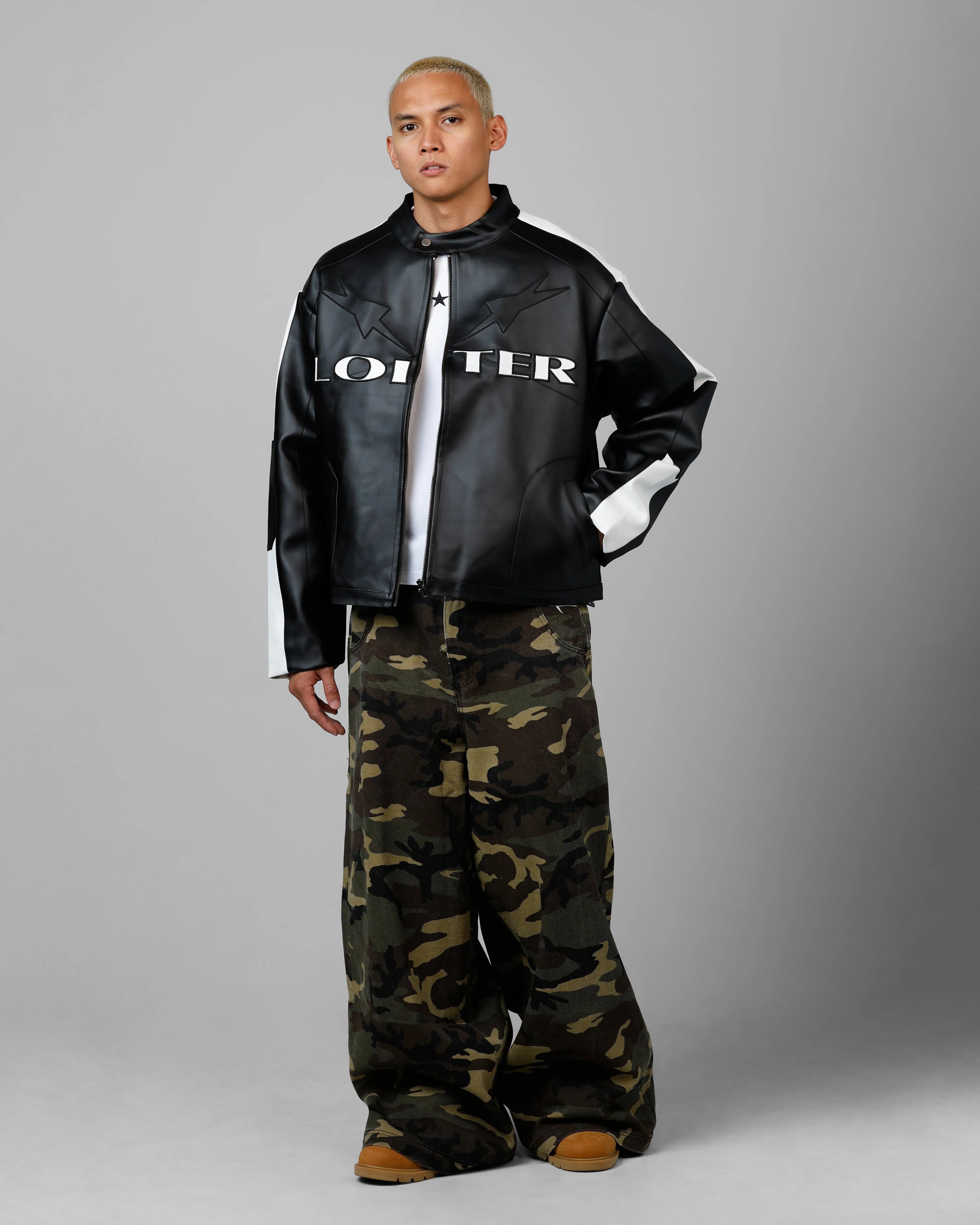 Loiter Engine Vegan Leather Jacket Black Passion Smooth Feel