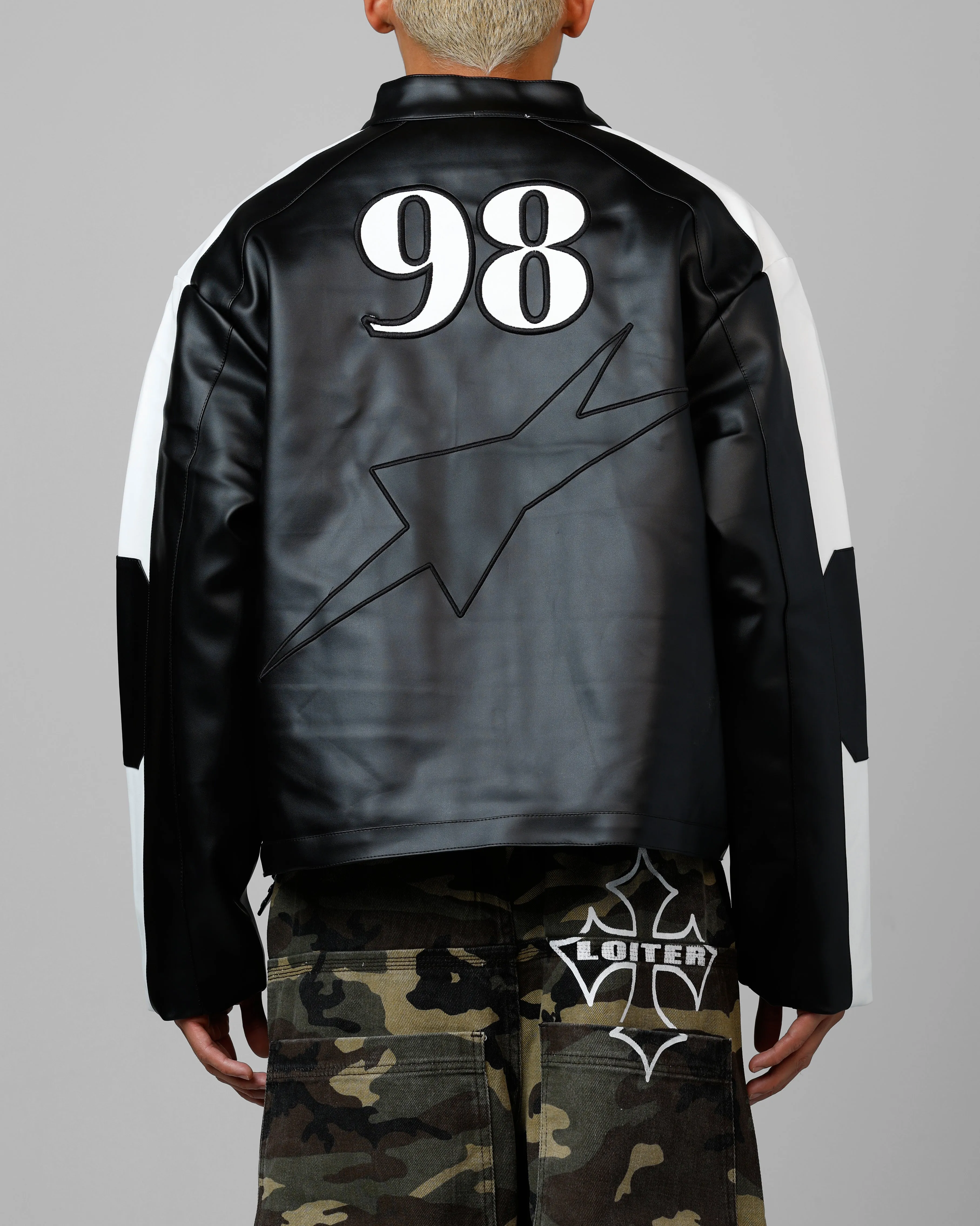 Highlighter Disseminate Loiter Engine Vegan Leather Jacket Black