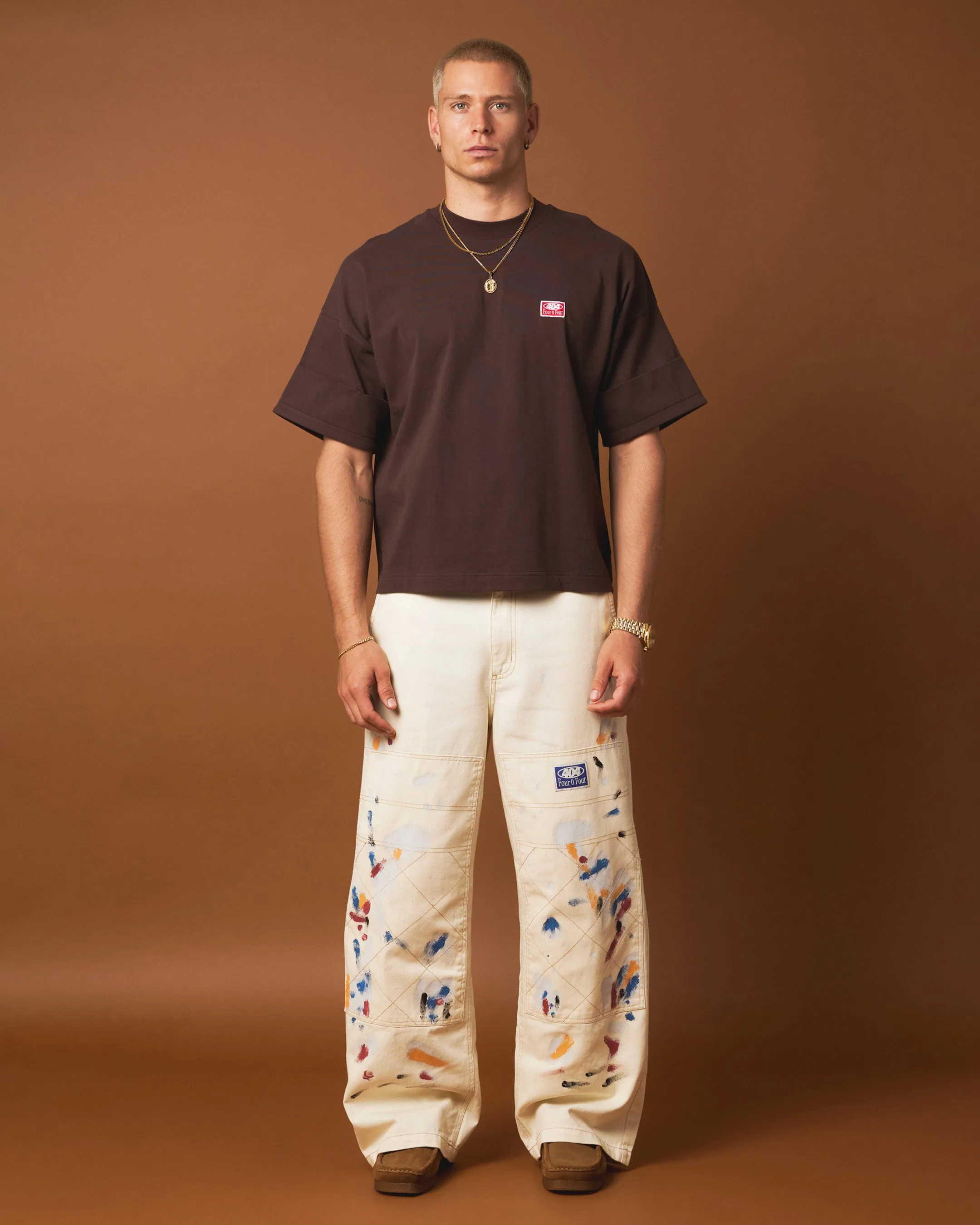Minimal Style Trend Light Casual Wear 404 Workwear T-Shirt Brown