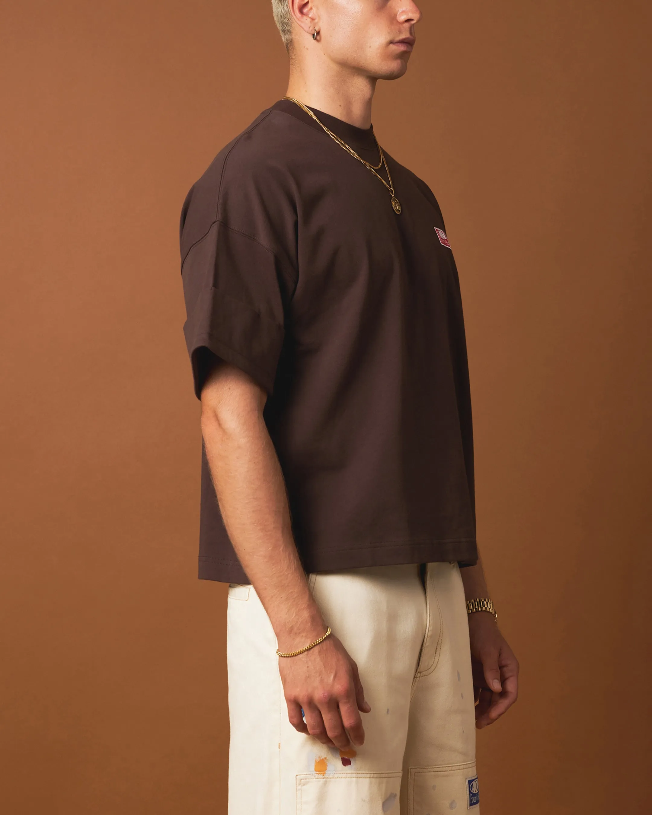 DropShoulderDesign 404 Workwear T-Shirt Brown