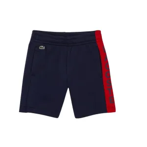Kids Lacoste Side Banded Fleece Shorts (Navy Blue/Red) Stage Feel Stylish Hat