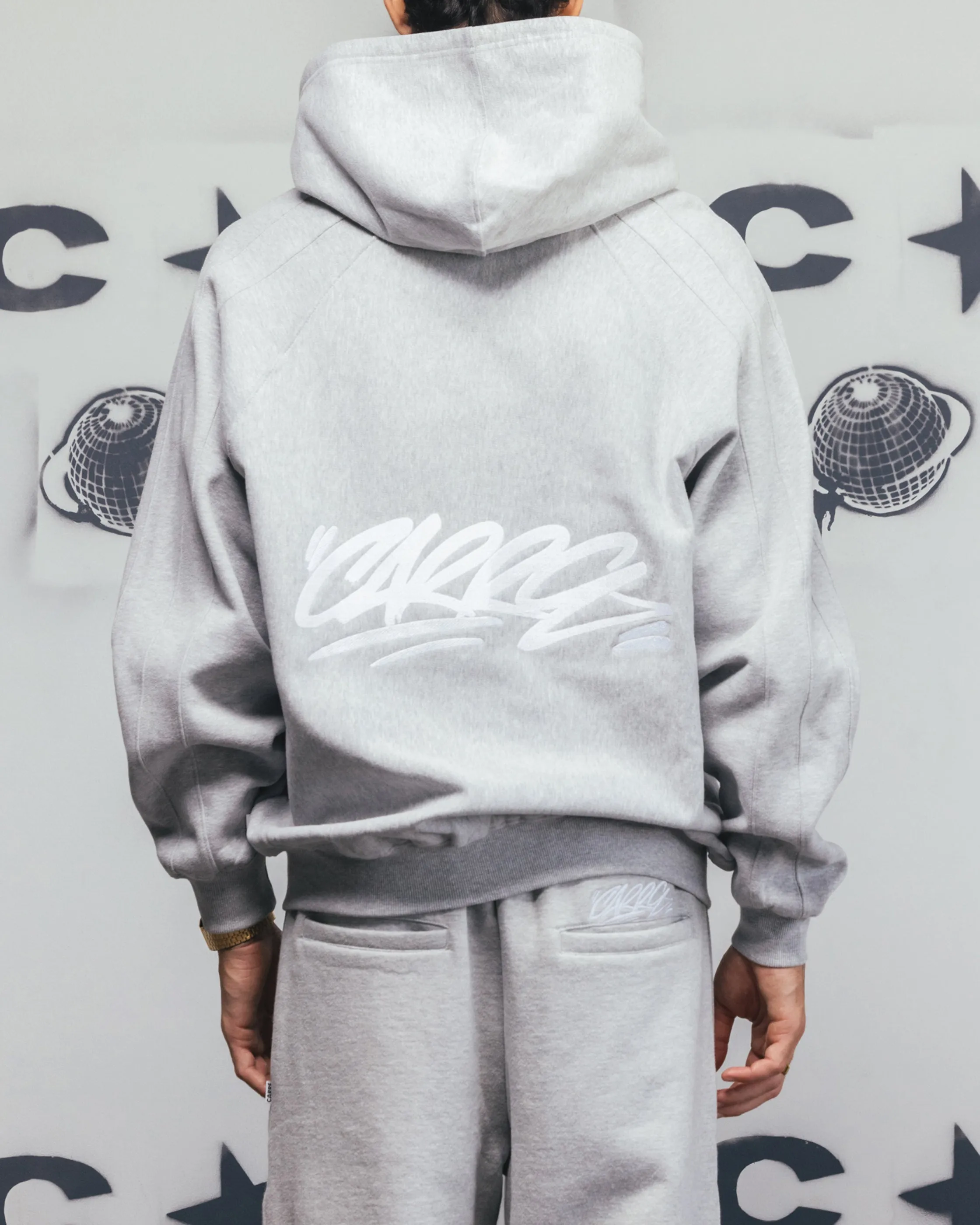 Sport Style Carre Grit Zip Hoodie Grey Marle