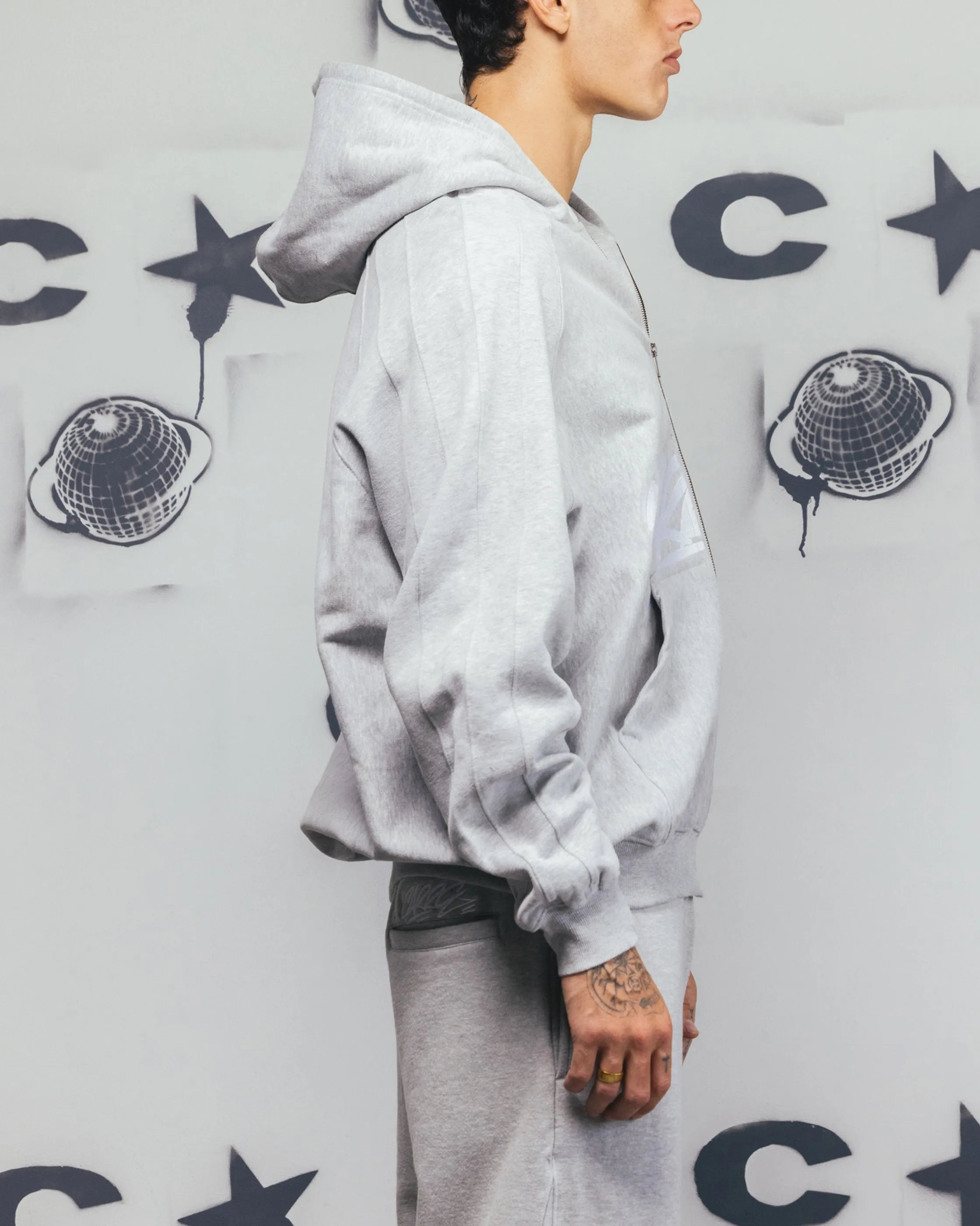 Carre Grit Zip Hoodie Grey Marle Rabbit like performance costume