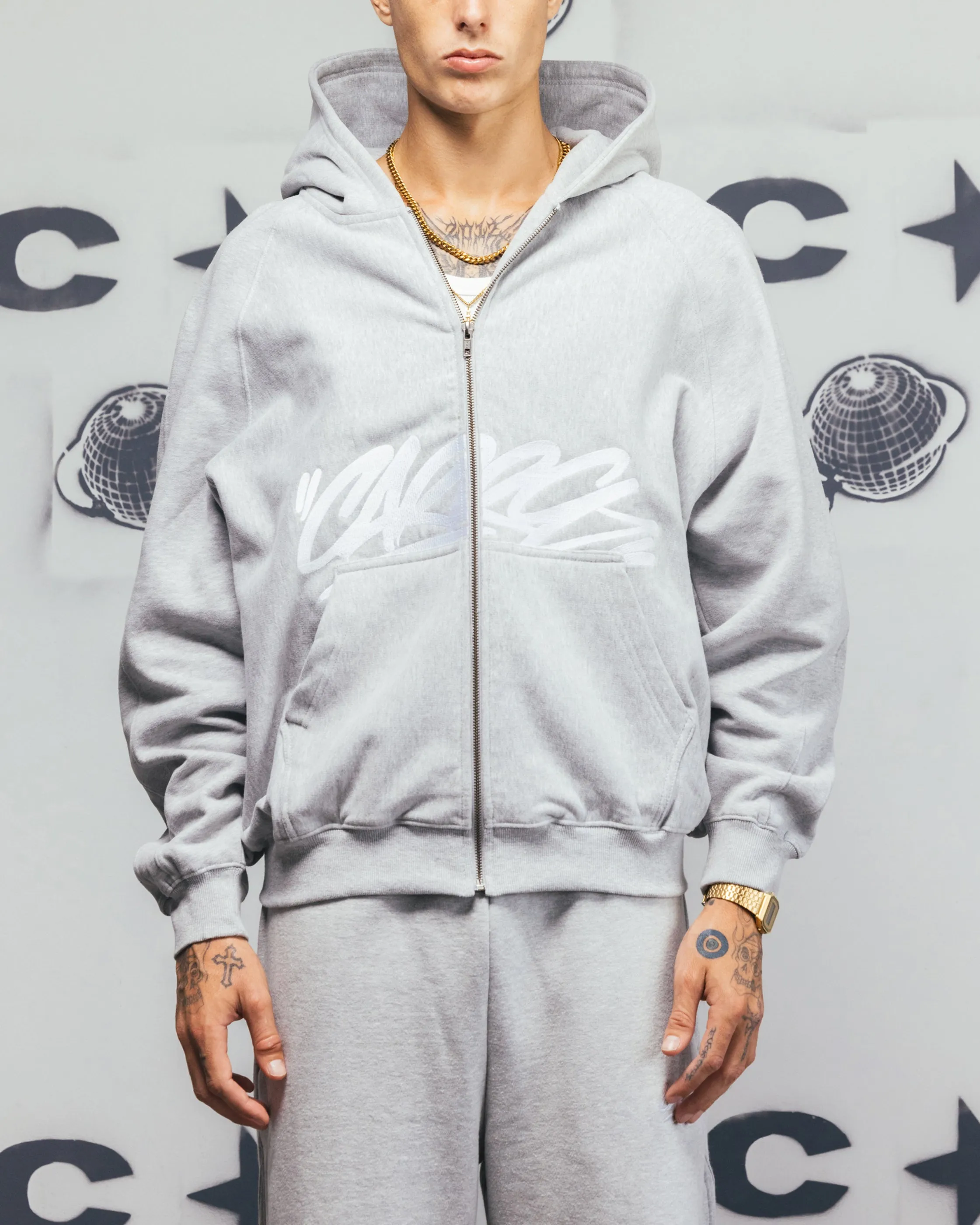 Home improvement wear Carre Grit Zip Hoodie Grey Marle