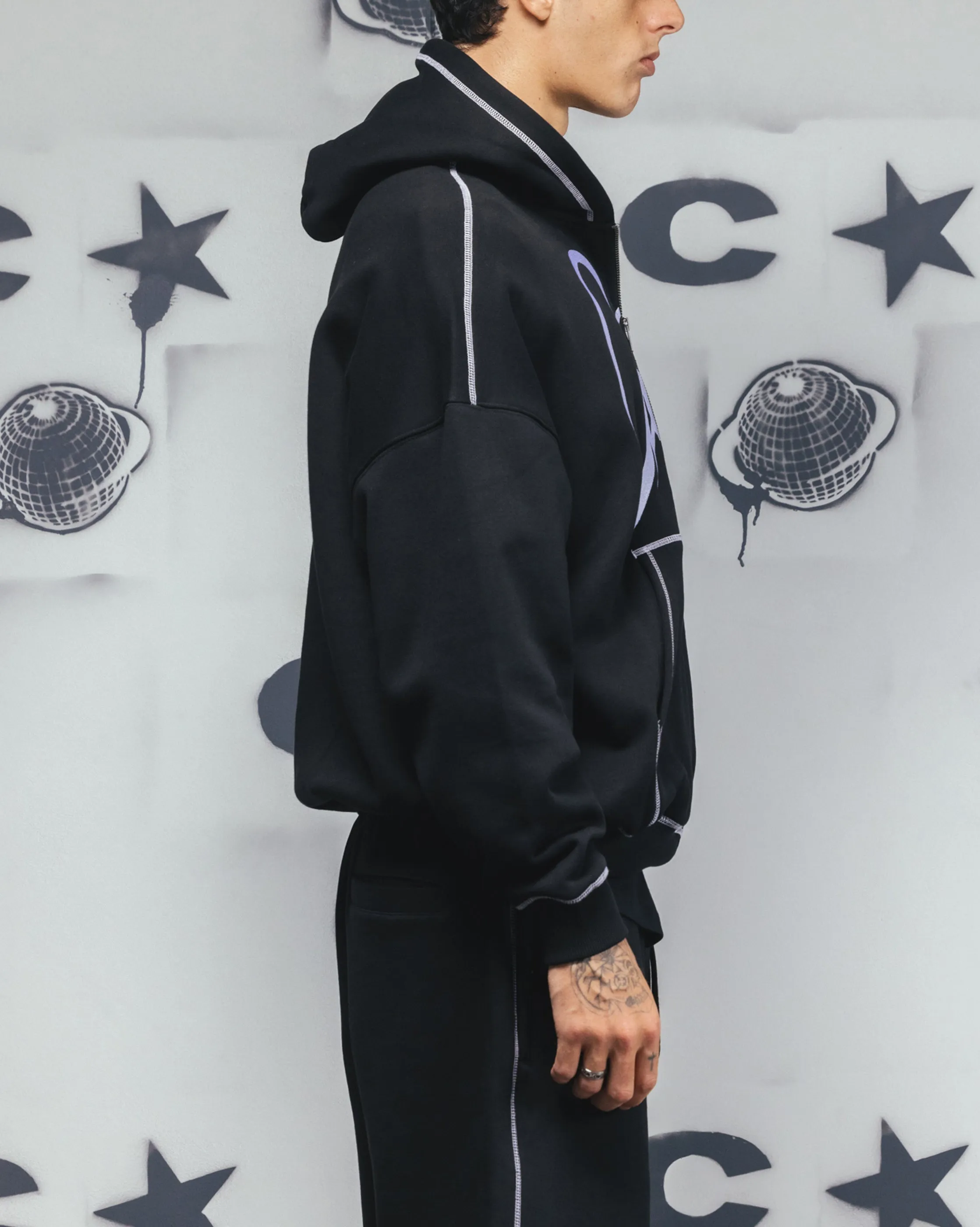 High Stretch Elastic Camping Trip Carre Corrupt Hoodie Black