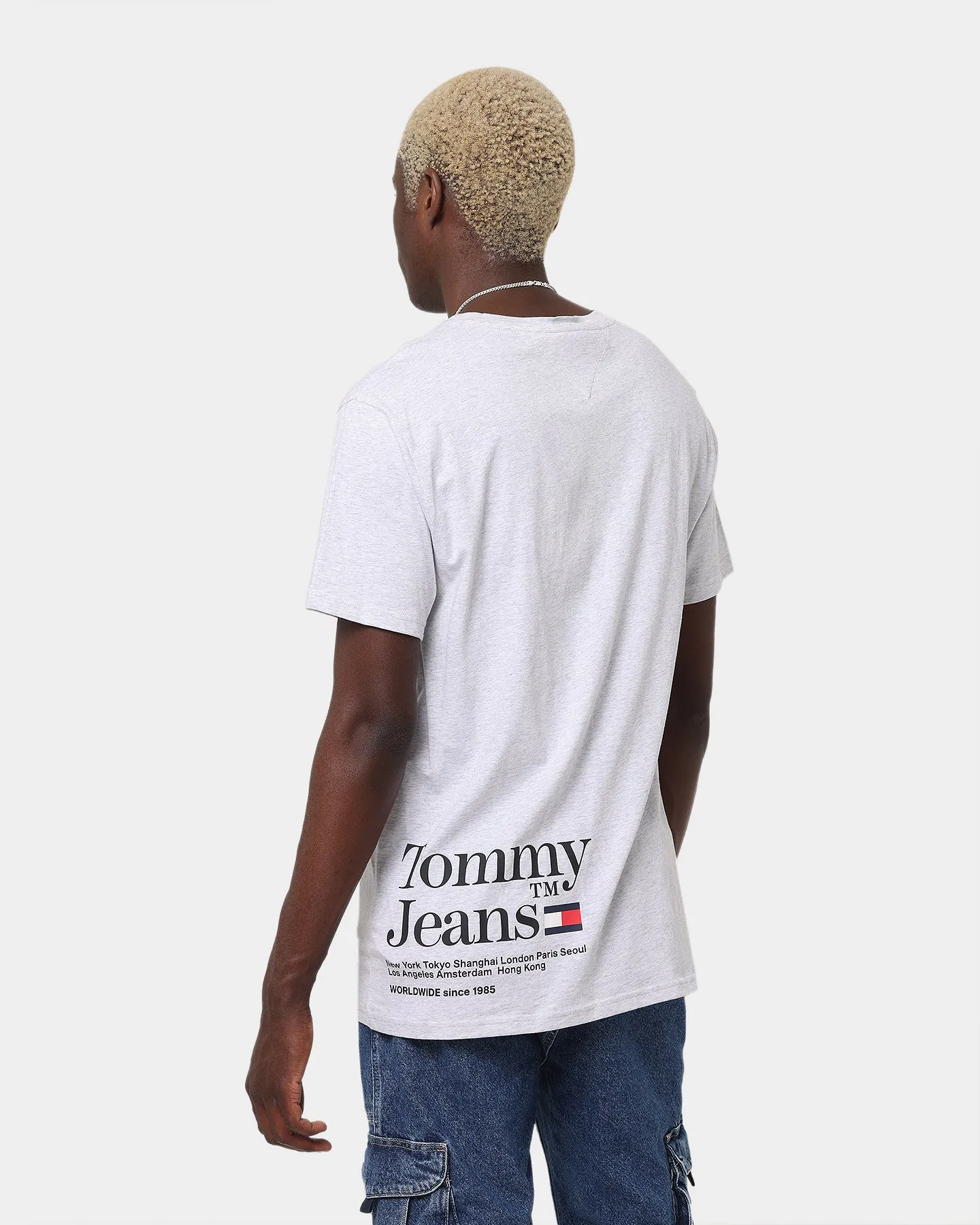 Active Outfit Tommy Jeans TJM Tommy Text T-Shirt Silver Grey Heather