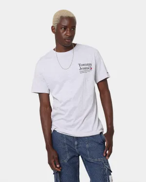 Summer Fashion Comfy Touch Tommy Jeans TJM Tommy Text T-Shirt Silver Grey Heather
