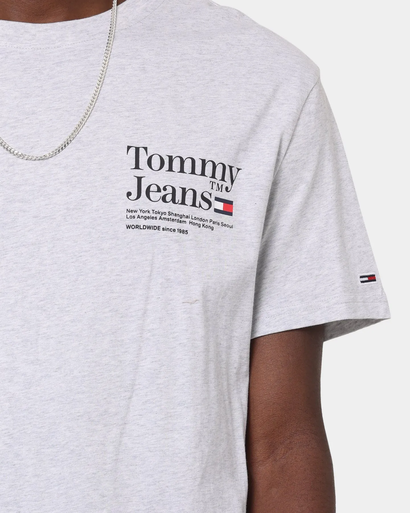 Silk combination Short Sleeve Tommy Jeans TJM Tommy Text T-Shirt Silver Grey Heather