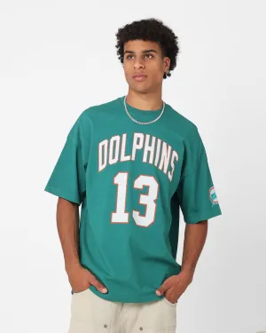 Mitchell & Ness Miami Dolphins Dan Marino N&N Oversized T-Shirt Faded Teal LayeredSleeveConstruction Easy-Going Style