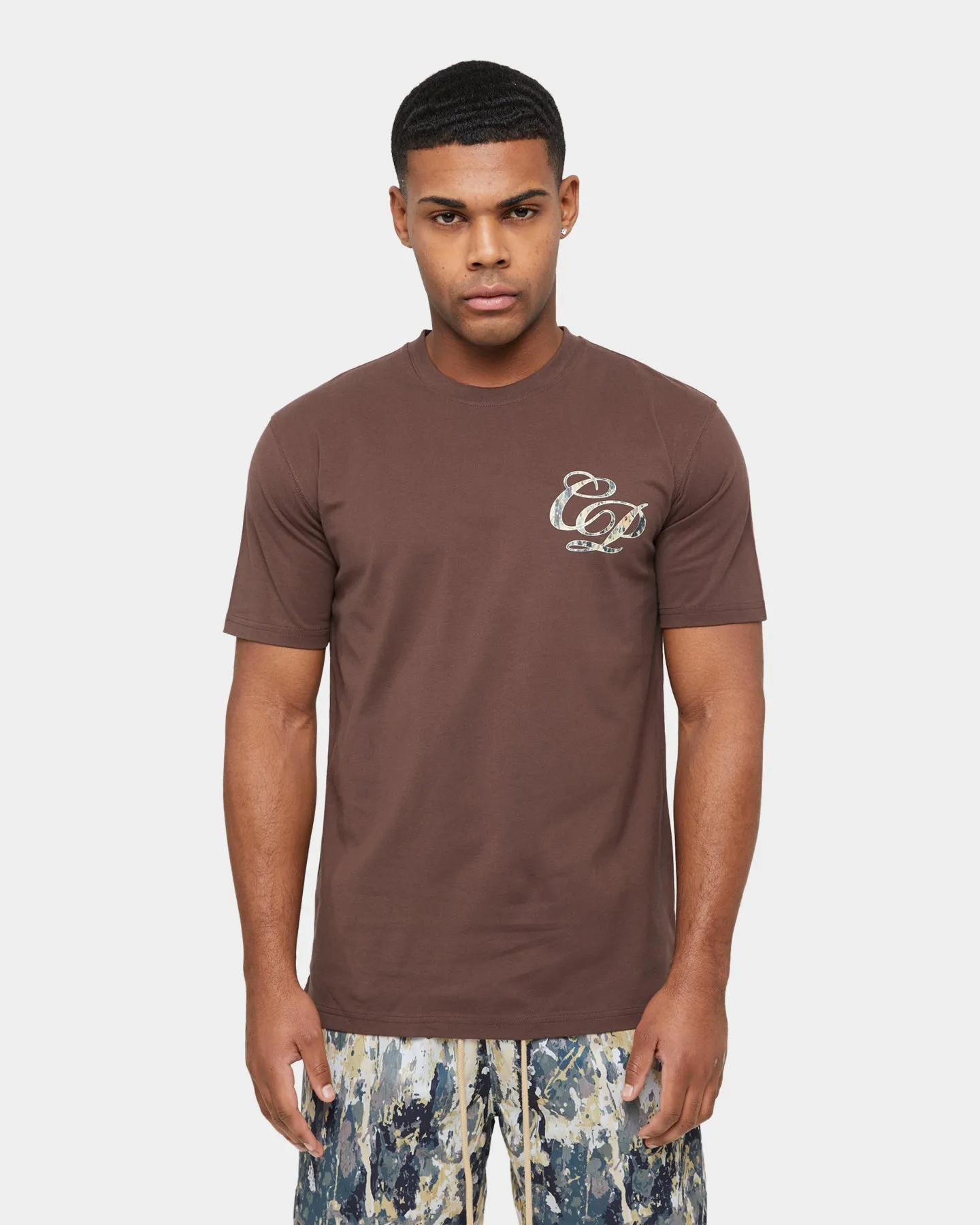 Odor Control Finish Carre Splatter Logo Classic T-Shirt Dark Brown