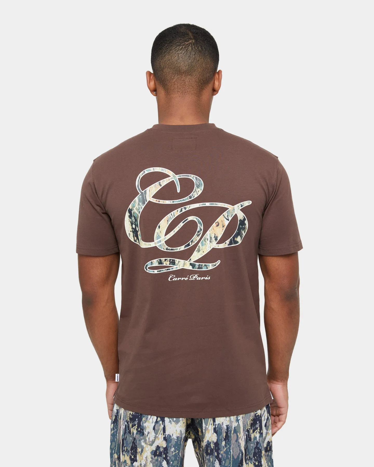 Carre Splatter Logo Classic T-Shirt Dark Brown Everyday Top