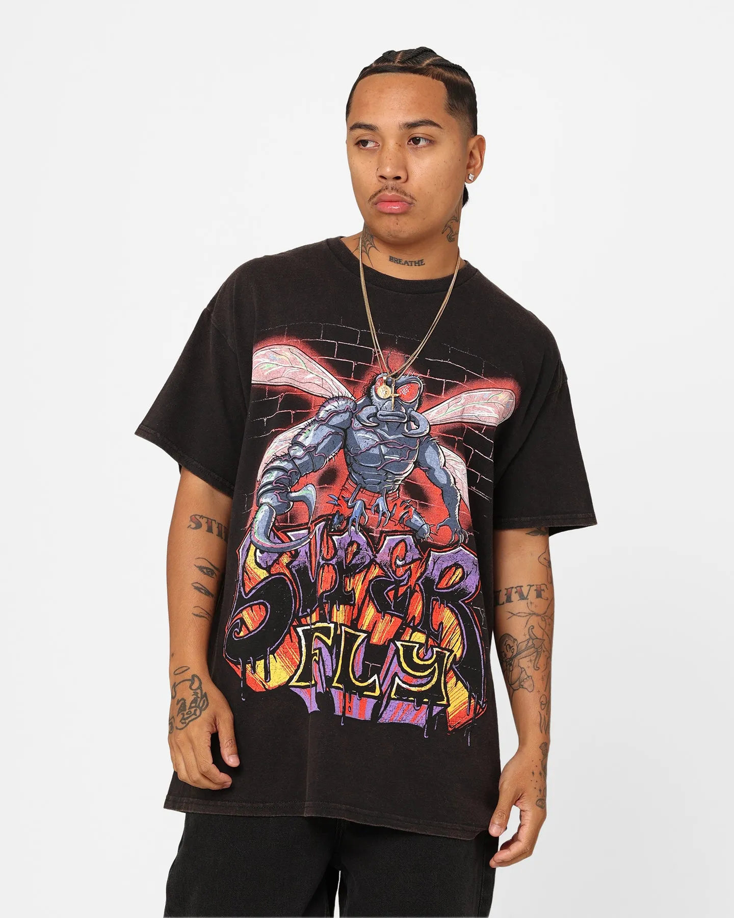 Goat Crew X Teenage Mutant Ninja Turtles Superfly Vintage T-Shirt Black Wash Chill Comfort Look Relaxed Comfort Wear