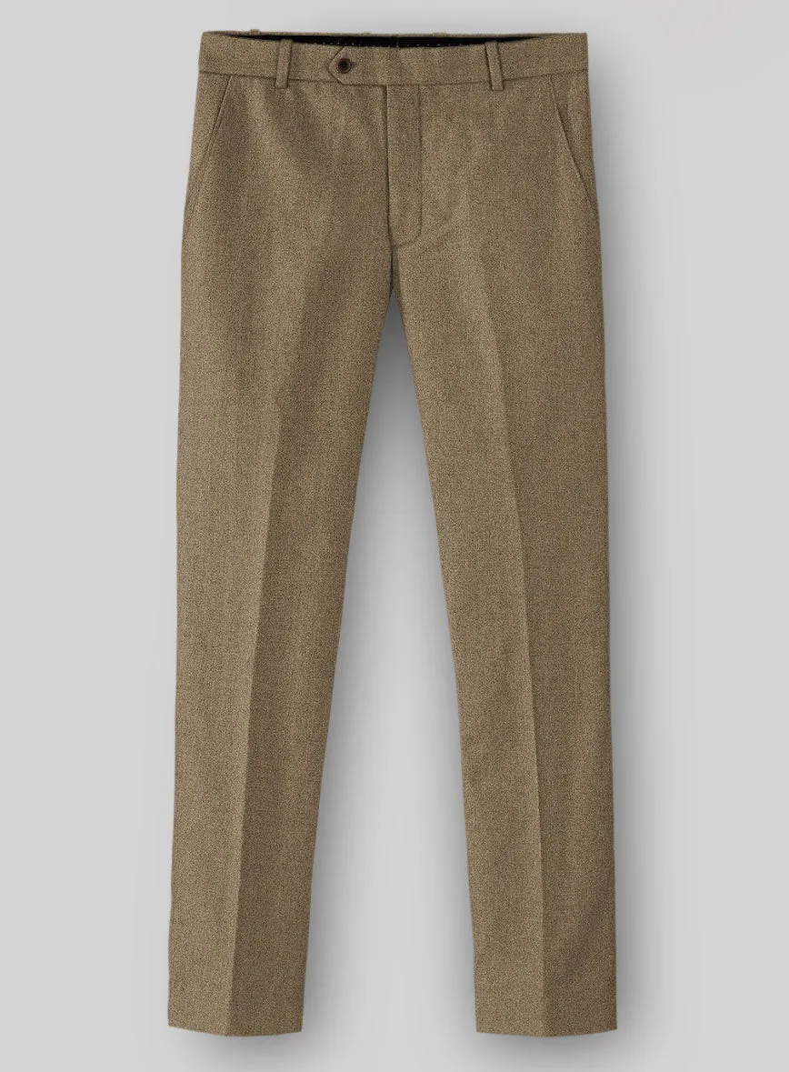 Comfortable Look Refined Layer Naples Melange Brown Tweed Pants