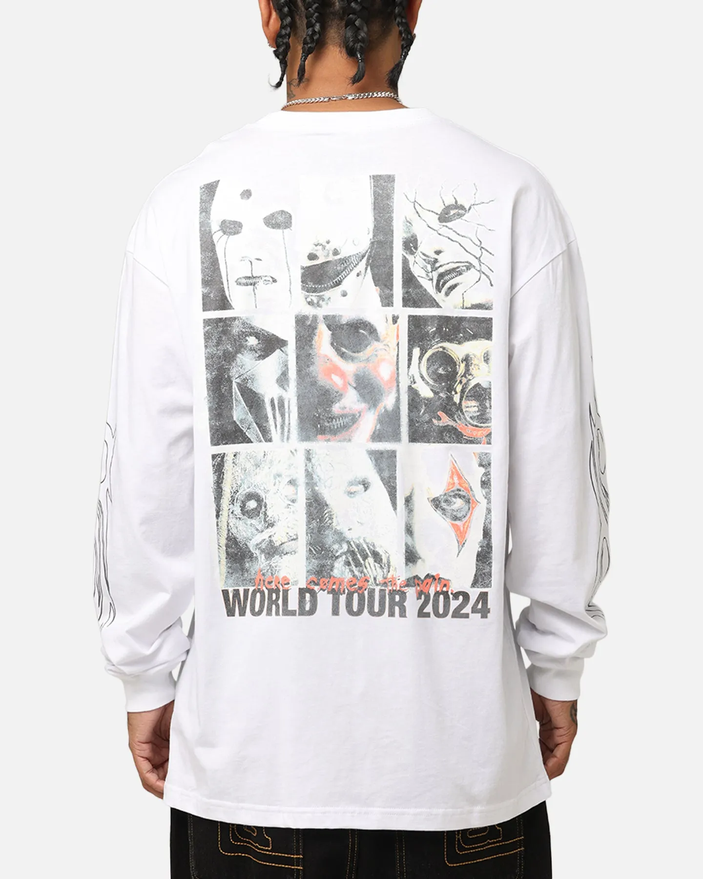 AntiStatic Lining Slipknot World Tour '24 Long Sleeve T-Shirt White
