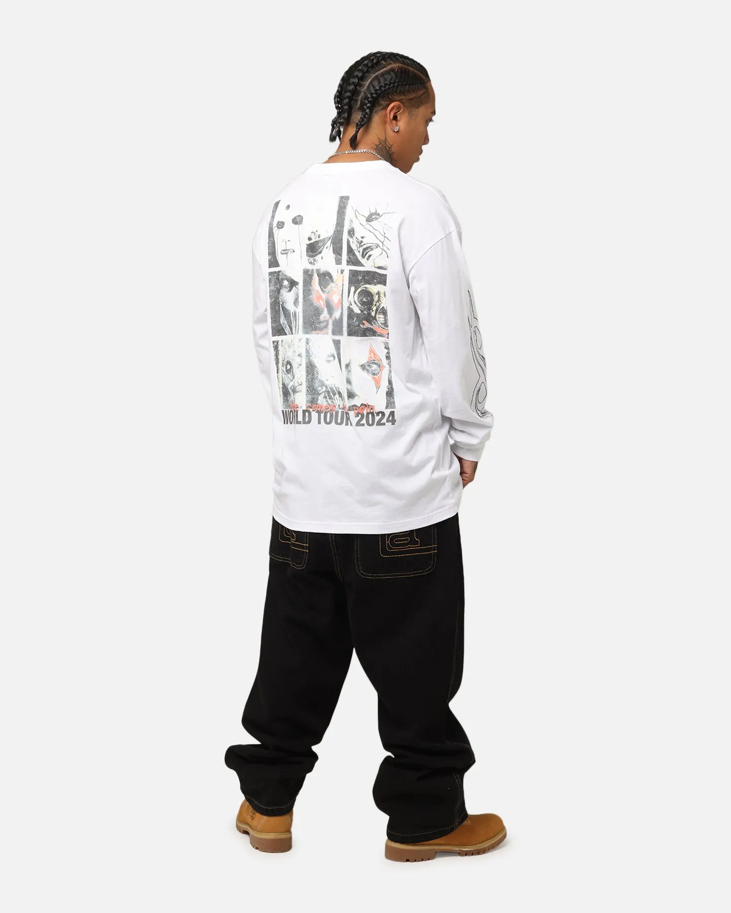 UV Protection Sporty Design Slipknot World Tour '24 Long Sleeve T-Shirt White