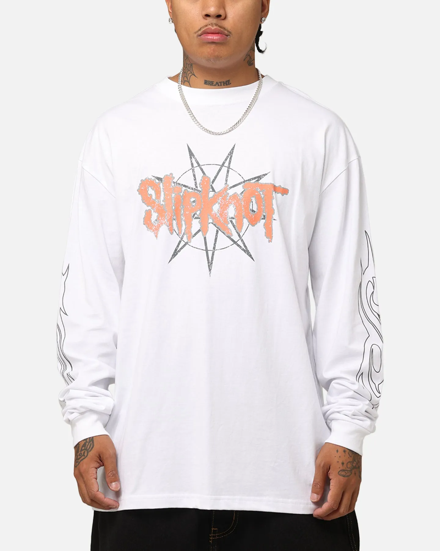 Slipknot World Tour '24 Long Sleeve T-Shirt White Weatherproof Outerwear Virtual Mode