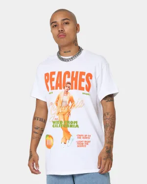 Justin Bieber Peaches T-Shirt White tall size Everyday Casual